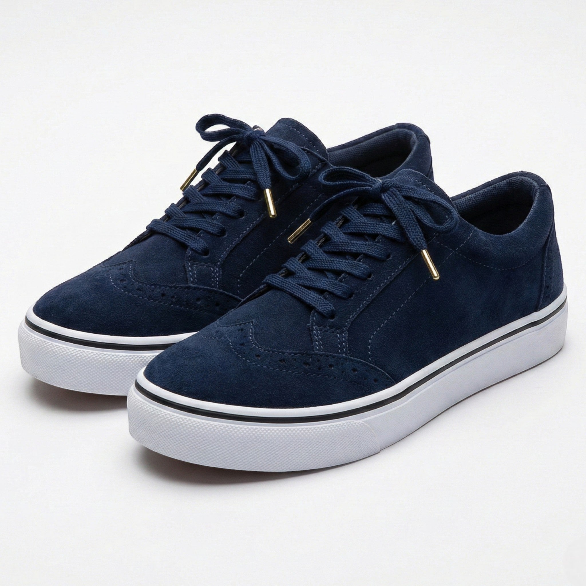 Ava - Women’s Lace - Up Trainers with Brogue Detail - Shoes - Blue - Jones & Smith