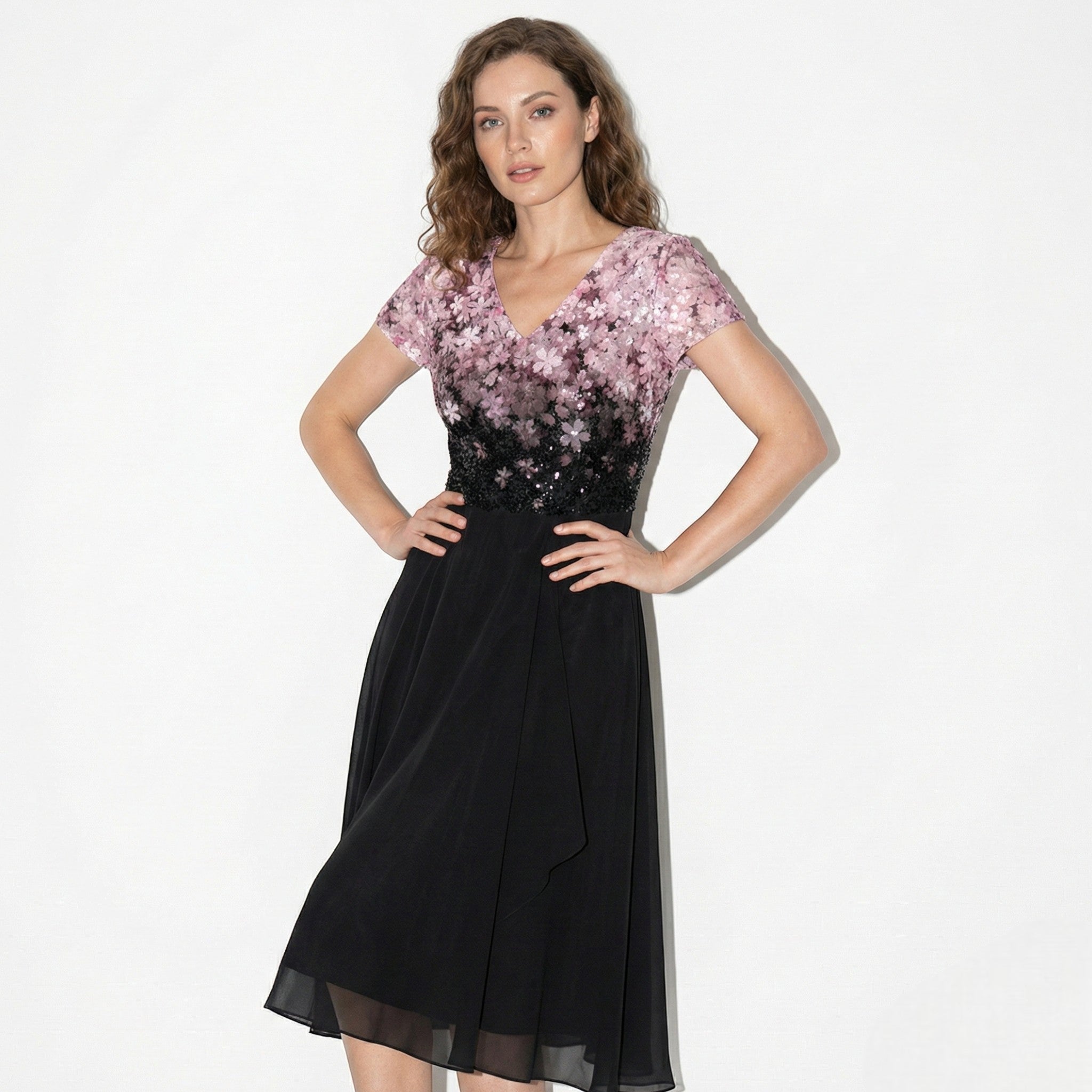 Beatrice - Women's Flowing and Comfortable Chiffon Dress - Dresses - Pink - Jones & Smith