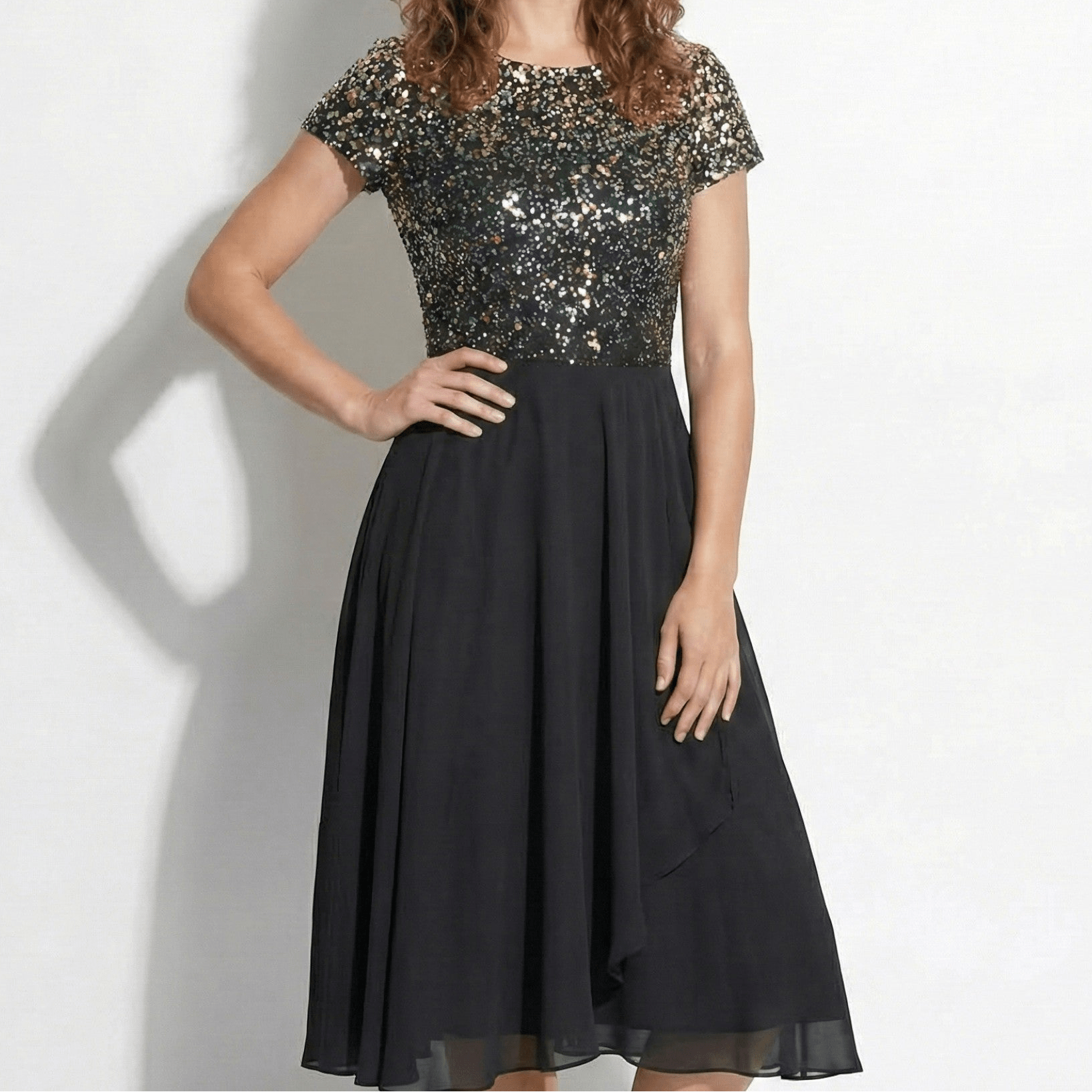 Beatrice - Women's Flowing and Comfortable Chiffon Dress - Dresses - Gold - Jones & Smith