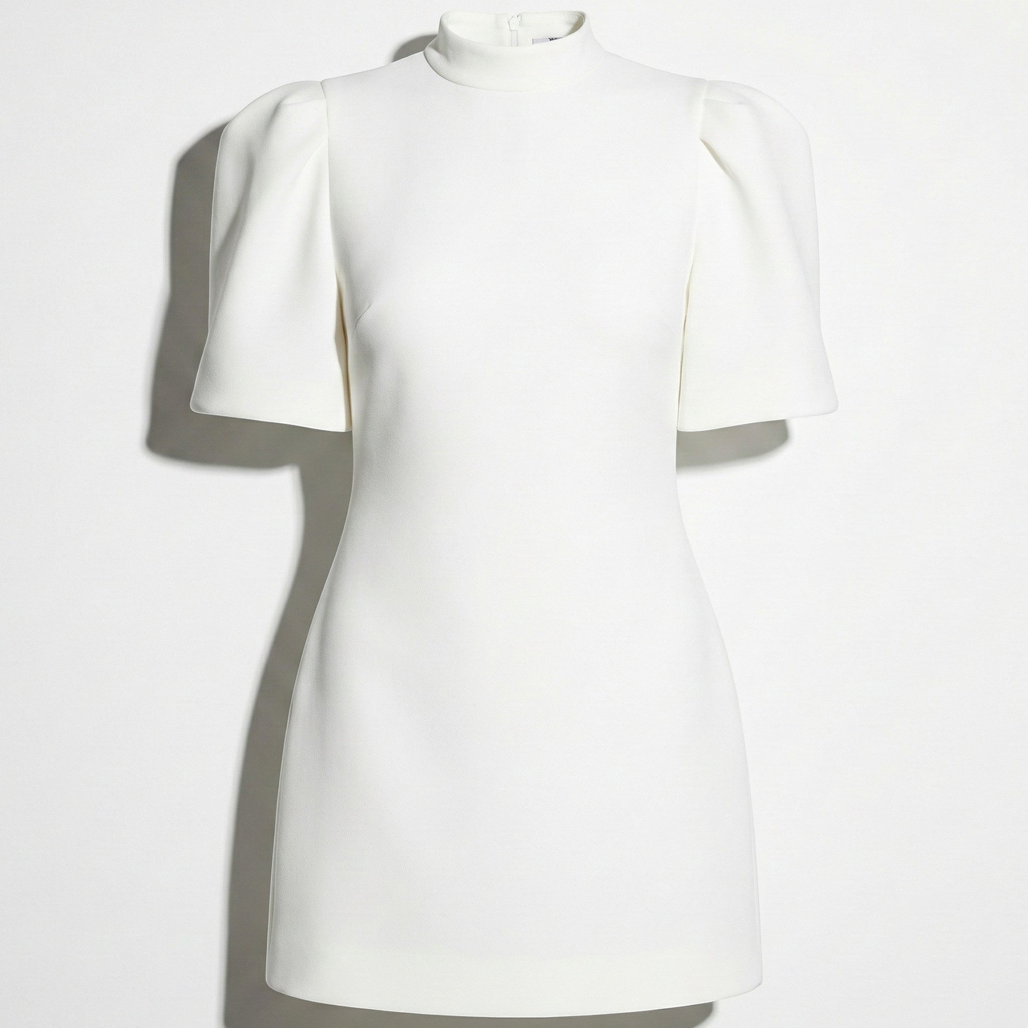 Beatrice - Women's Mini Dress with Puff Sleeves and Bow Detail - Dresses - White - Jones & Smith