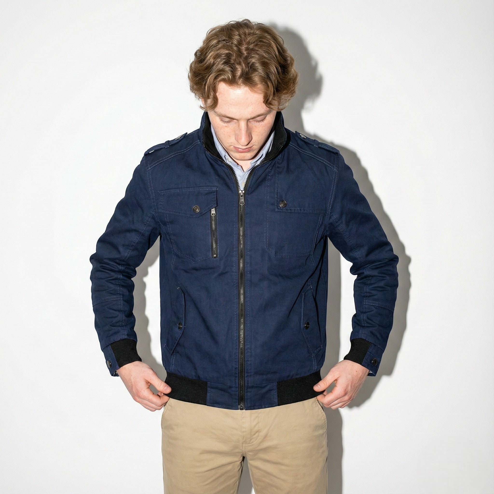 Benjamin - Men's Casual Zip - Up Jacket with Multiple Pockets - Jackets & Coats - Blue - Jones & Smith