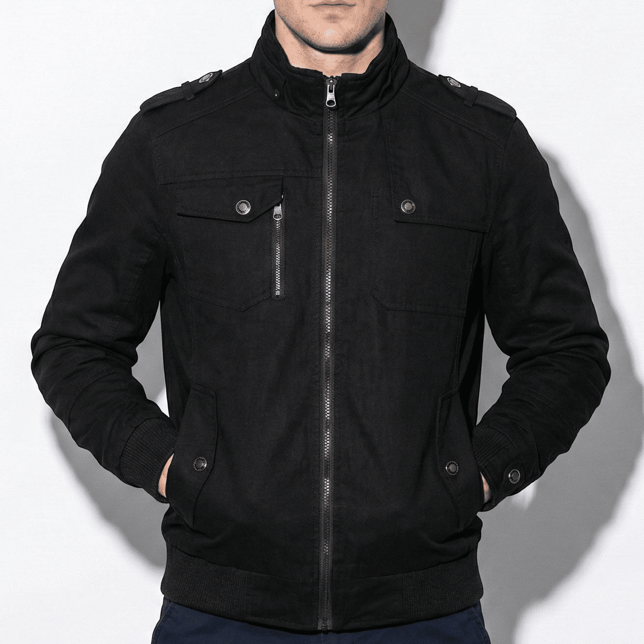 Benjamin - Men's Casual Zip - Up Jacket with Multiple Pockets - Jackets & Coats - Black - Jones & Smith