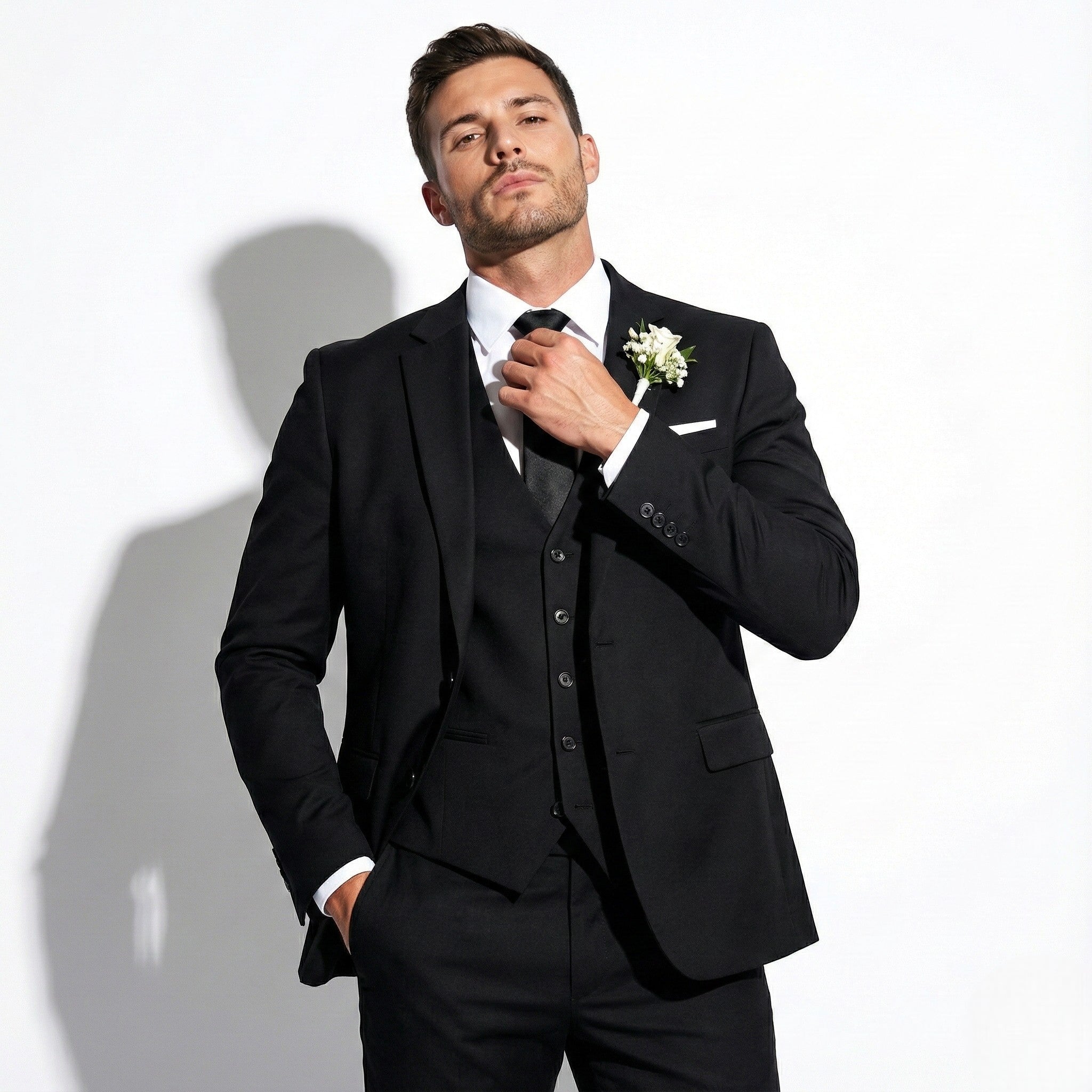 Benjamin - Men’s Stylish Formal Suit with Jacket, Waistcoat & Trousers - Sets - Black - Jones & Smith