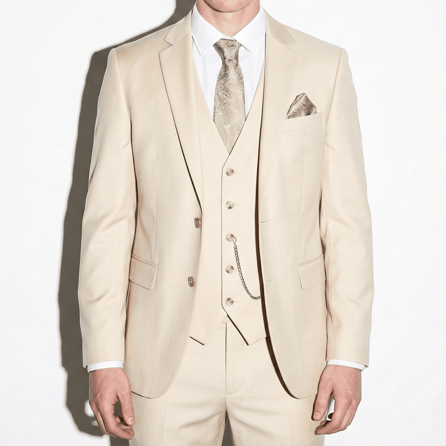 Benjamin - Men’s Stylish Formal Suit with Jacket, Waistcoat & Trousers - Sets - Khaki - Jones & Smith