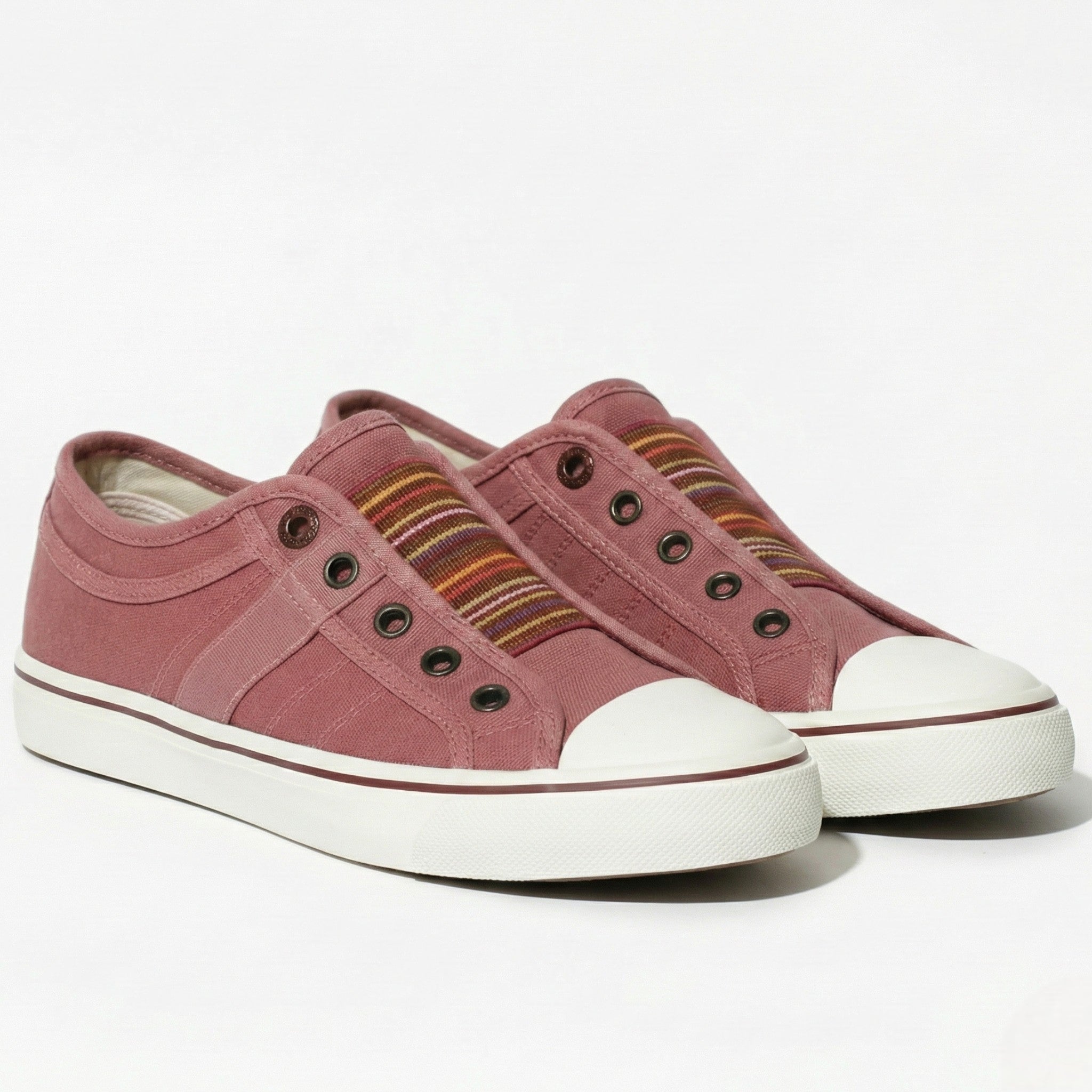 Bethany - Women’s Canvas Slip - On Round Toe Sneakers - Shoes - Red - Jones & Smith