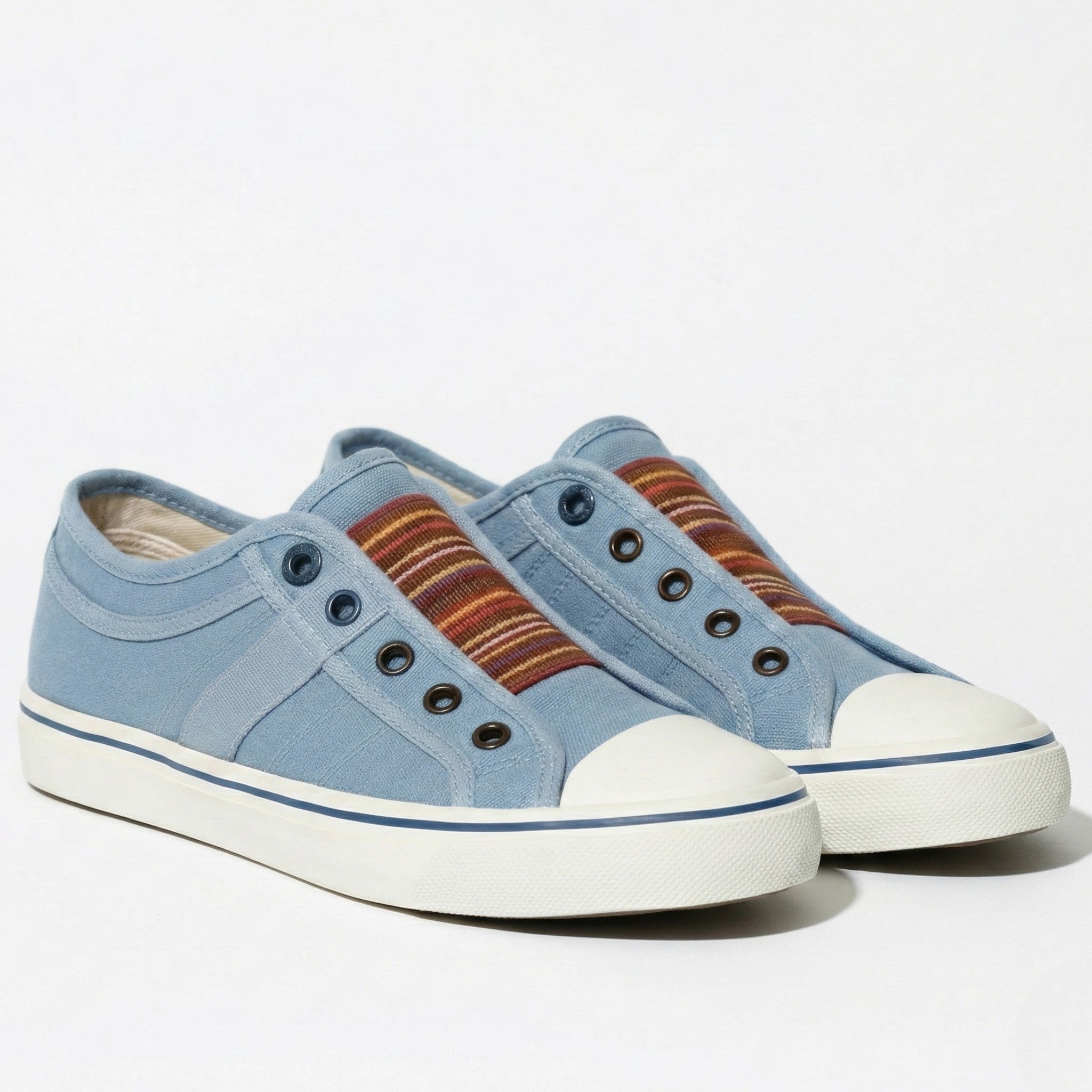 Bethany - Women’s Canvas Slip - On Round Toe Sneakers - Shoes - Blue - Jones & Smith