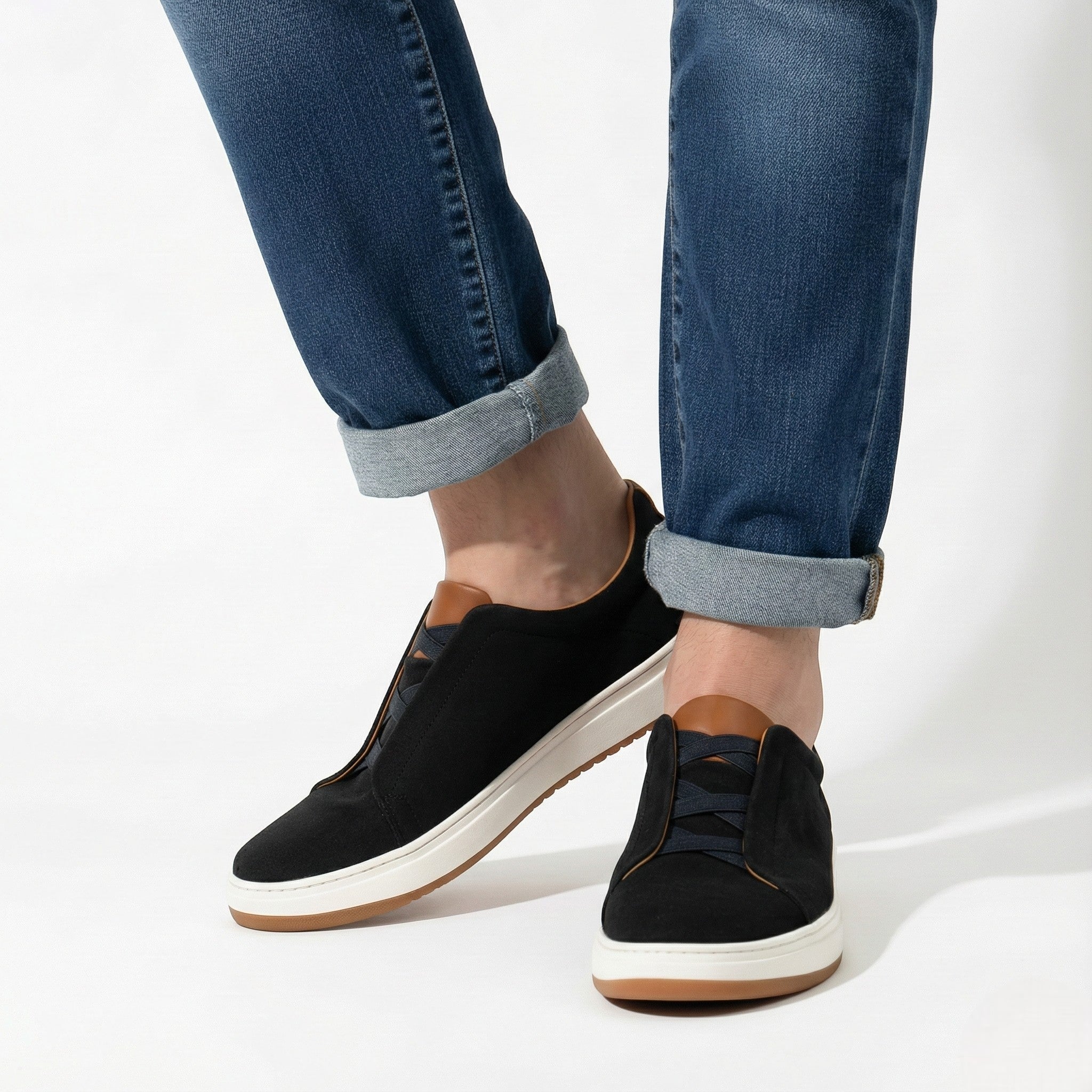 Charlie - Men's Casual Suede Slip - On Shoes with Soft Cushioned Sole - Shoes - Black - Jones & Smith