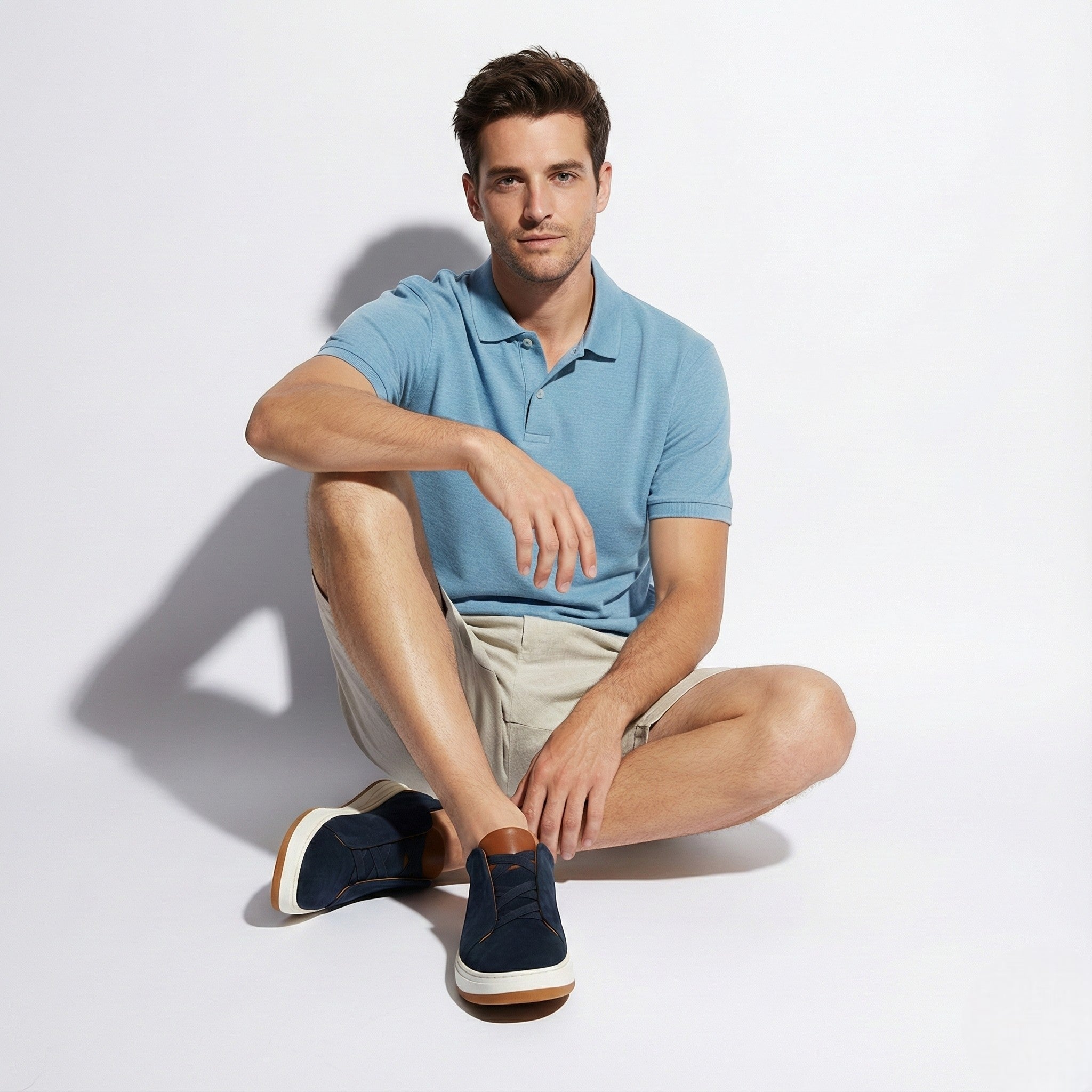 Charlie - Men's Casual Suede Slip - On Shoes with Soft Cushioned Sole - Shoes - Blue - Jones & Smith