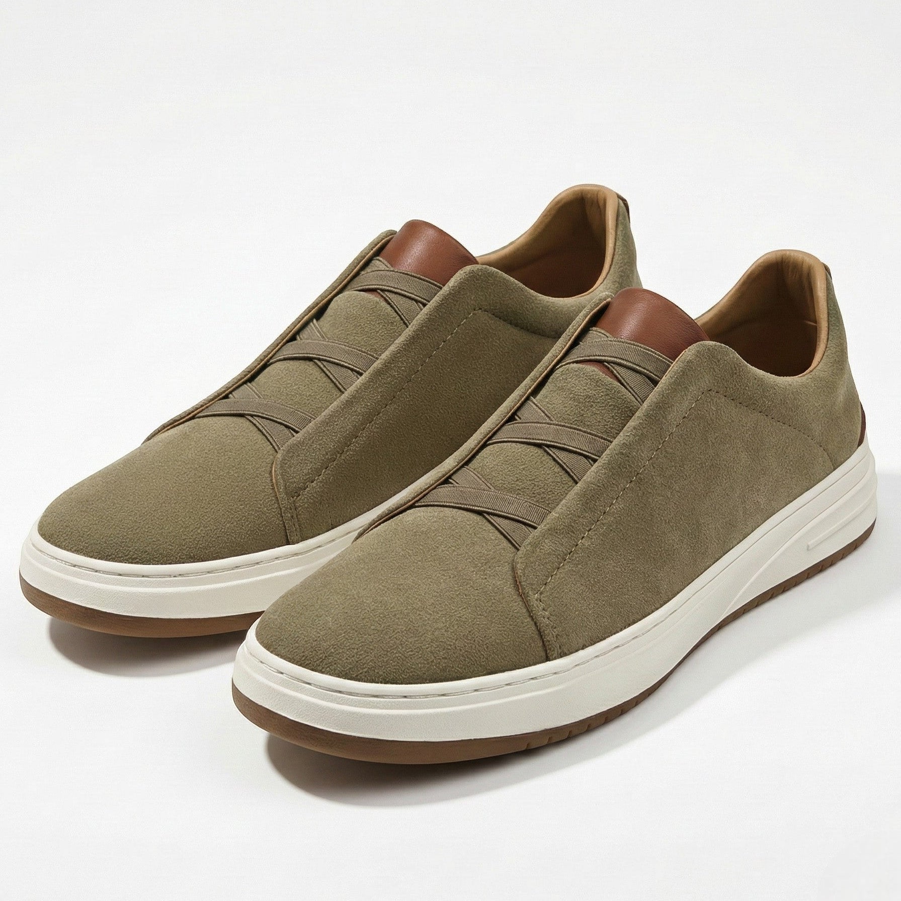 Charlie - Men's Casual Suede Slip - On Shoes with Soft Cushioned Sole - Shoes - Khaki - Jones & Smith