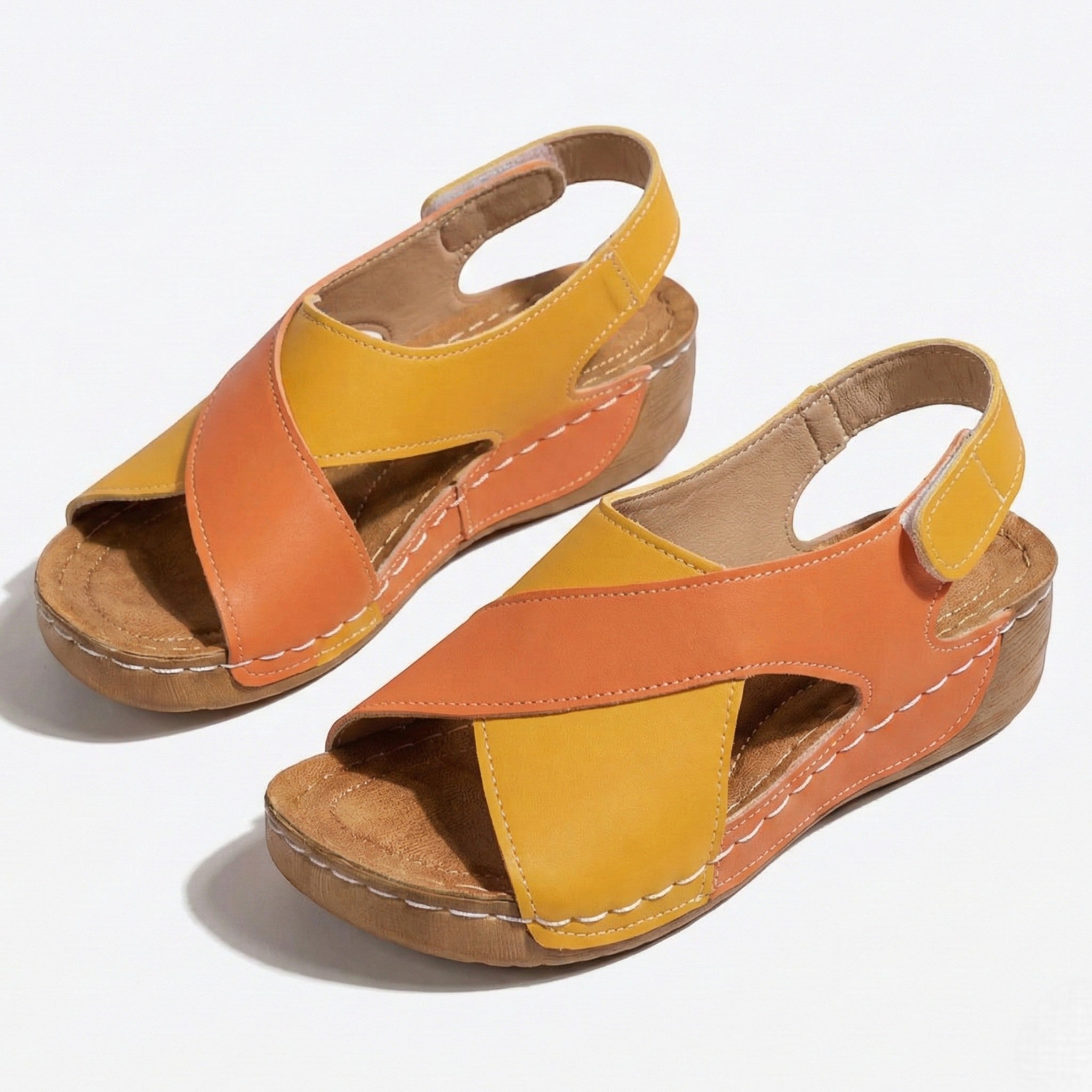 Charlotte - Women's Sandals with Arch Support and Wedge Heel - Sandals - Orange - Jones & Smith