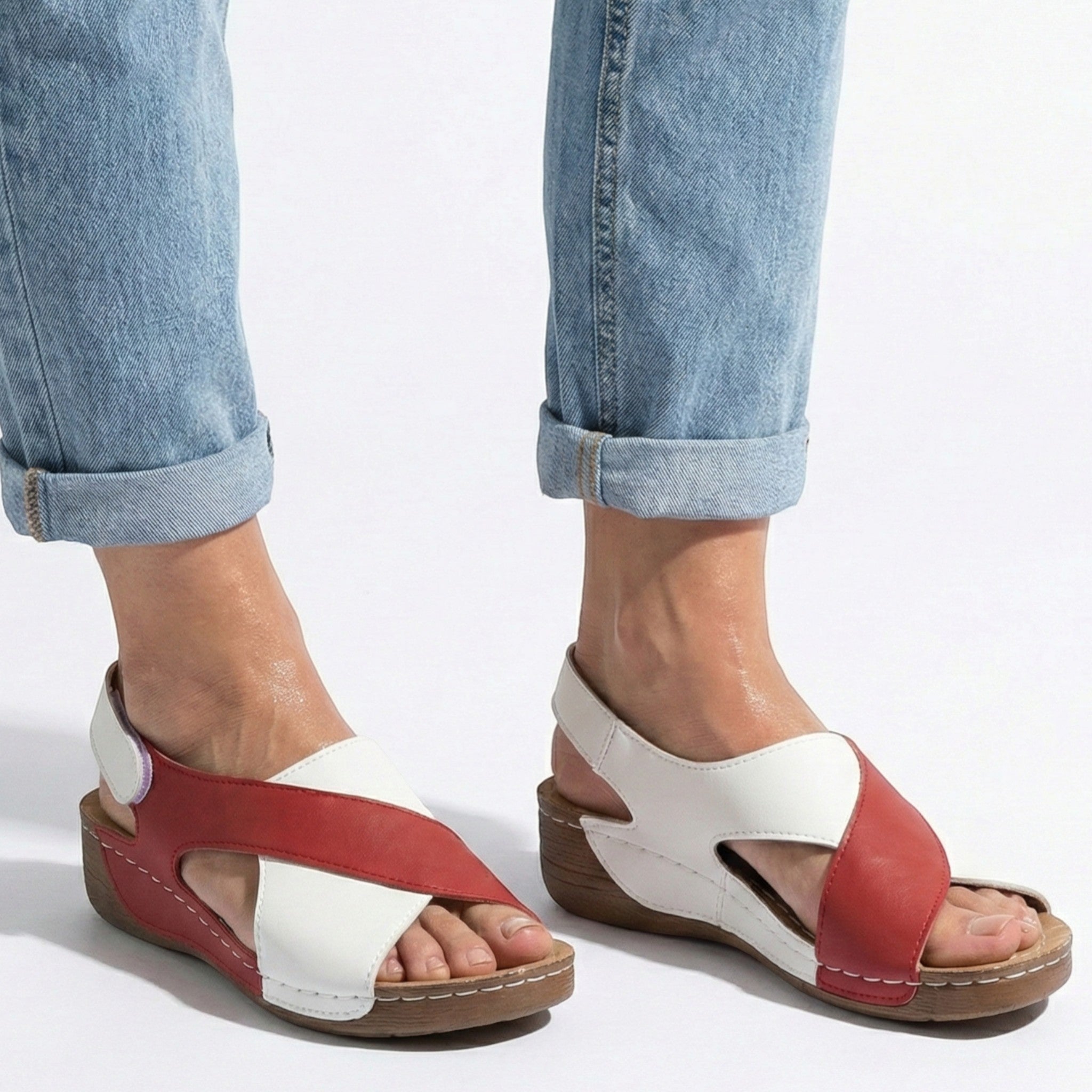 Charlotte - Women's Sandals with Arch Support and Wedge Heel - Sandals - Red - Jones & Smith