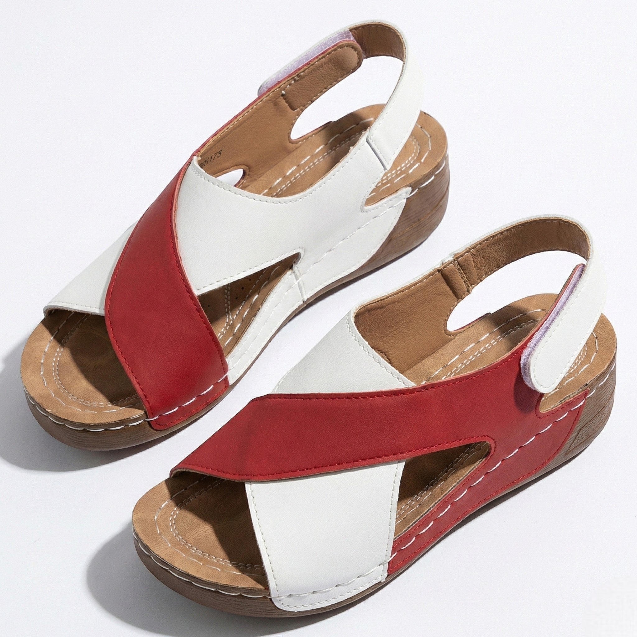 Charlotte - Women's Sandals with Arch Support and Wedge Heel - Sandals - Red - Jones & Smith