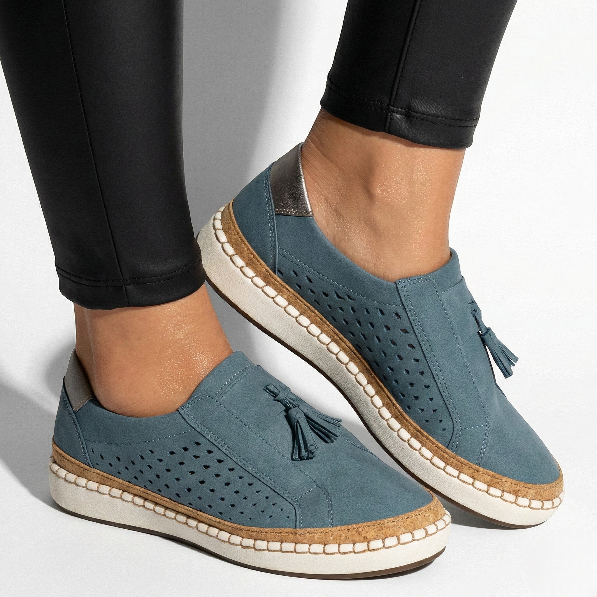 Claire - Women's Perforated Slip - On Shoes - Shoes - Blue - Jones & Smith