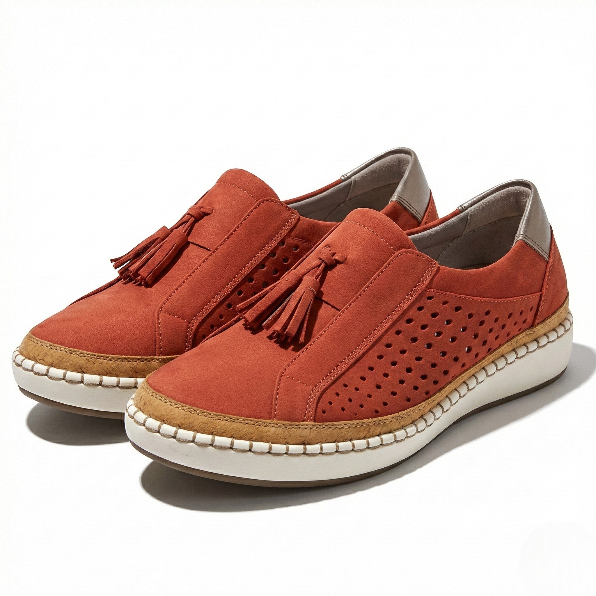 Claire - Women's Perforated Slip - On Shoes - Shoes - Red - Jones & Smith