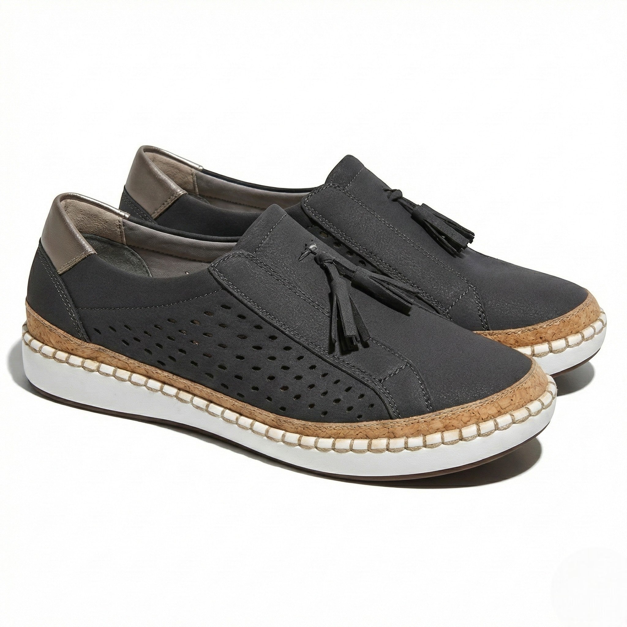 Claire - Women's Perforated Slip - On Shoes - Shoes - Black - Jones & Smith