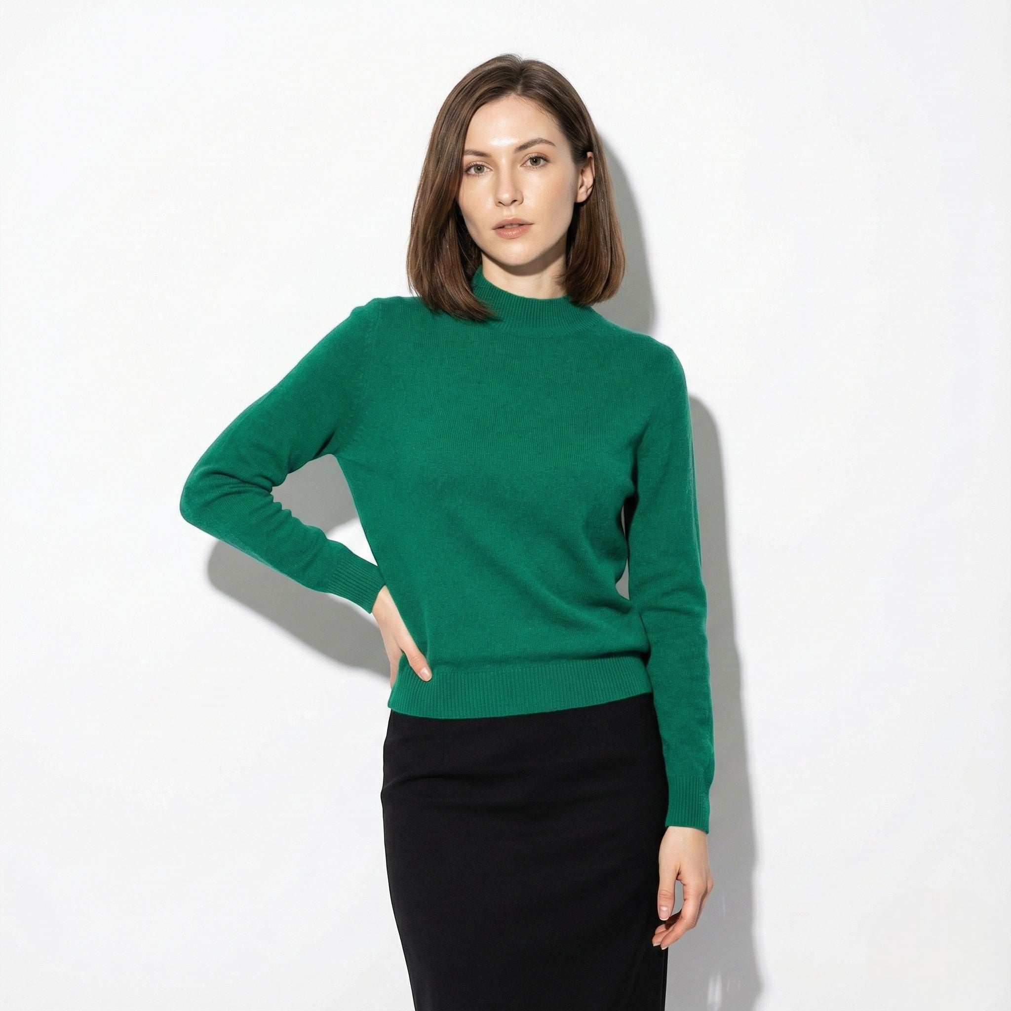 Clara – Women’s Wool Soft Knit Jumper - Sweater - Green - Jones & Smith