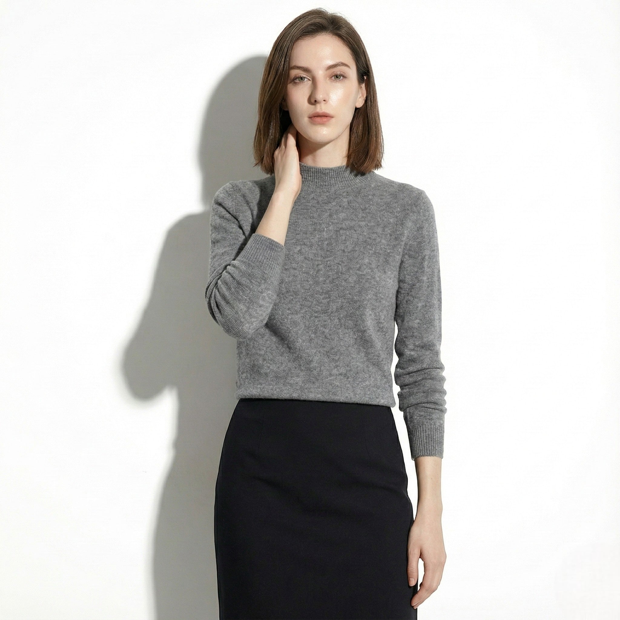 Clara – Women’s Wool Soft Knit Jumper - Sweater - Grey - Jones & Smith