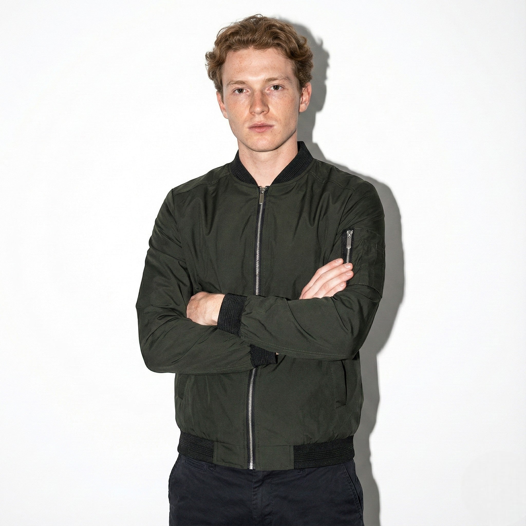 Craig - Men's Lightweight Zip - up Bomber Jacket - Jackets - Green - Jones & Smith