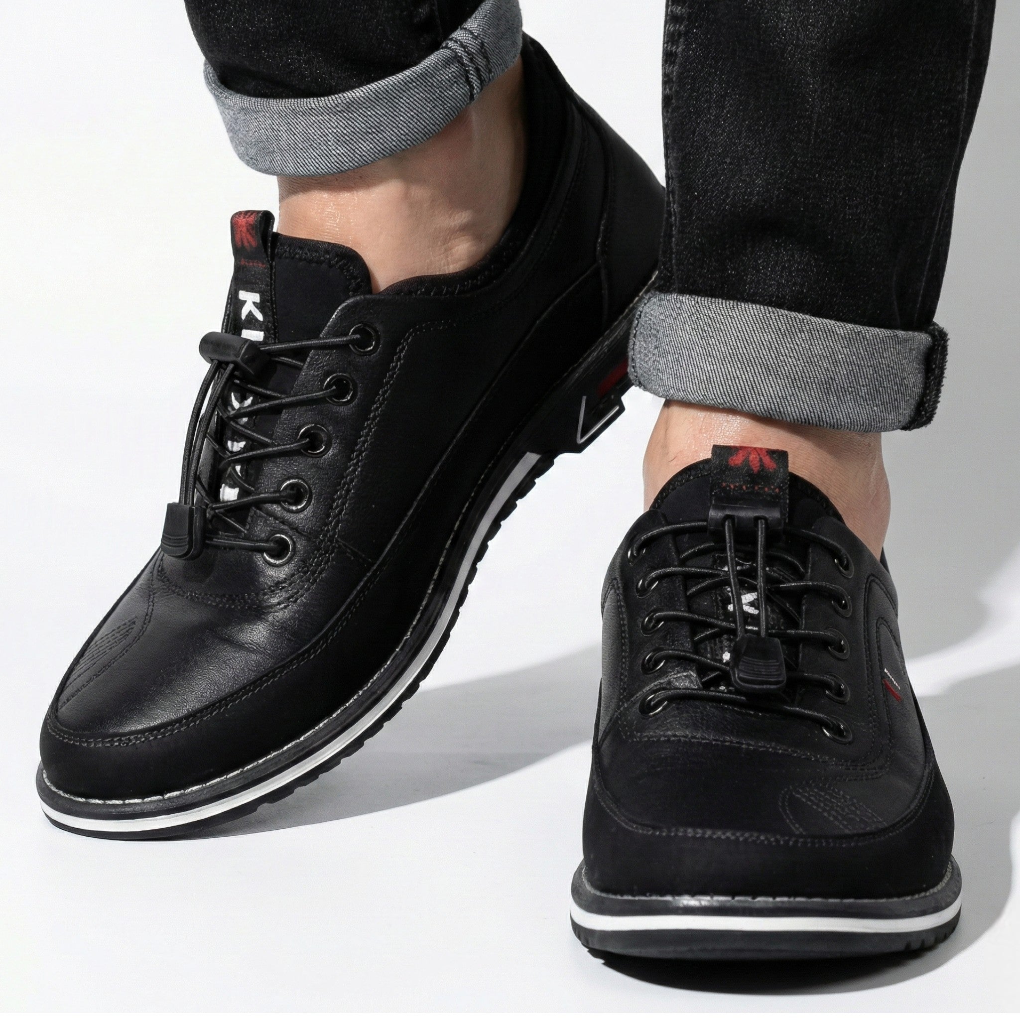 Daniel - Men's Leather Shoes with Structured Comfort Fit - Footwear - Black - Jones & Smith