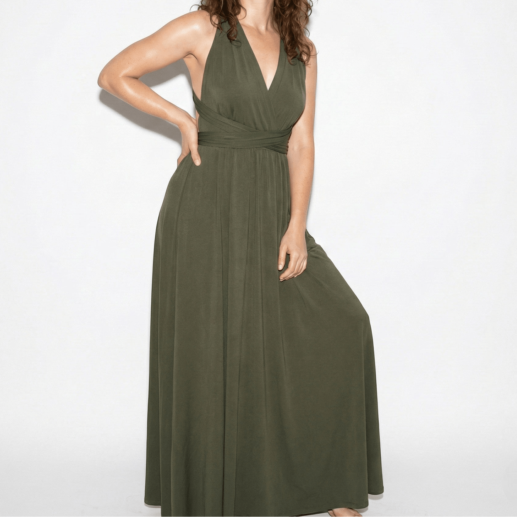 Danielle - Women's 3 - Way Maxi Dress with Waist Tie - Dress - Green - Jones & Smith