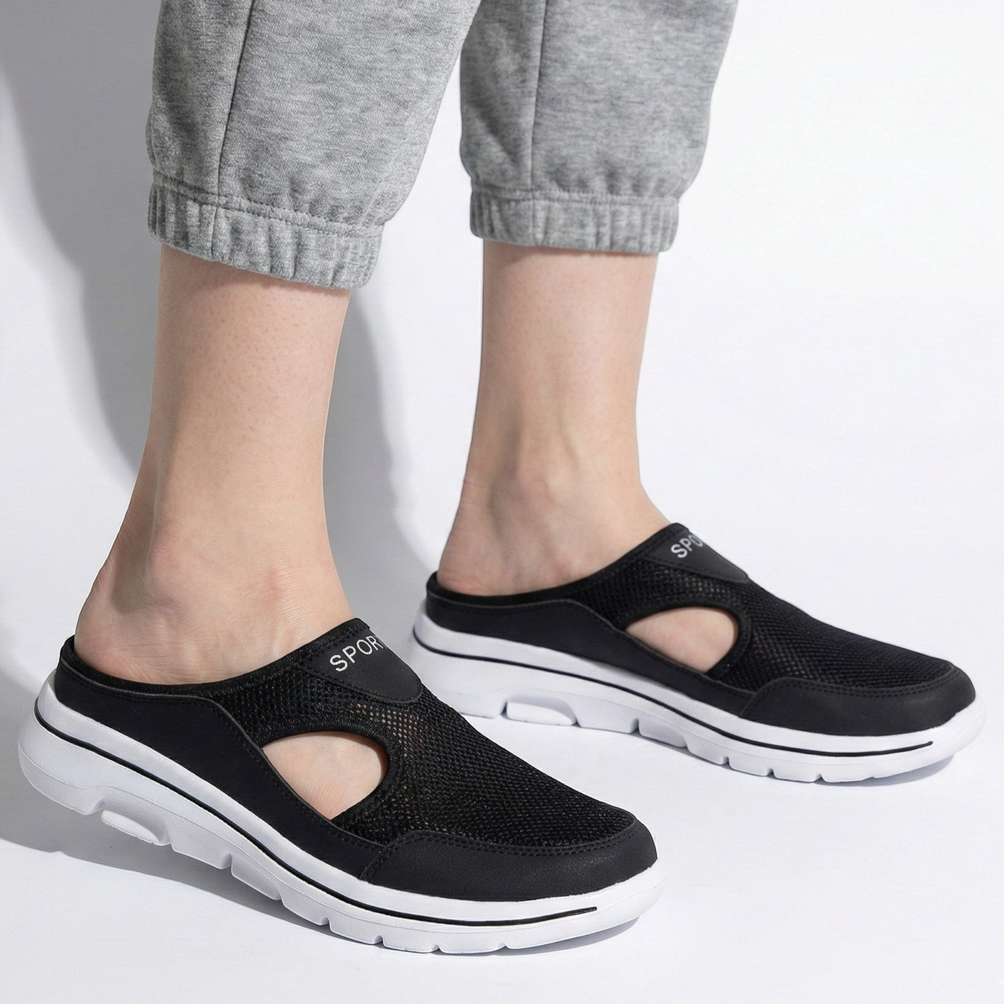 Eleanor - Women’s Breathable Slip - On Walking Shoes - Shoes - Black - Jones & Smith