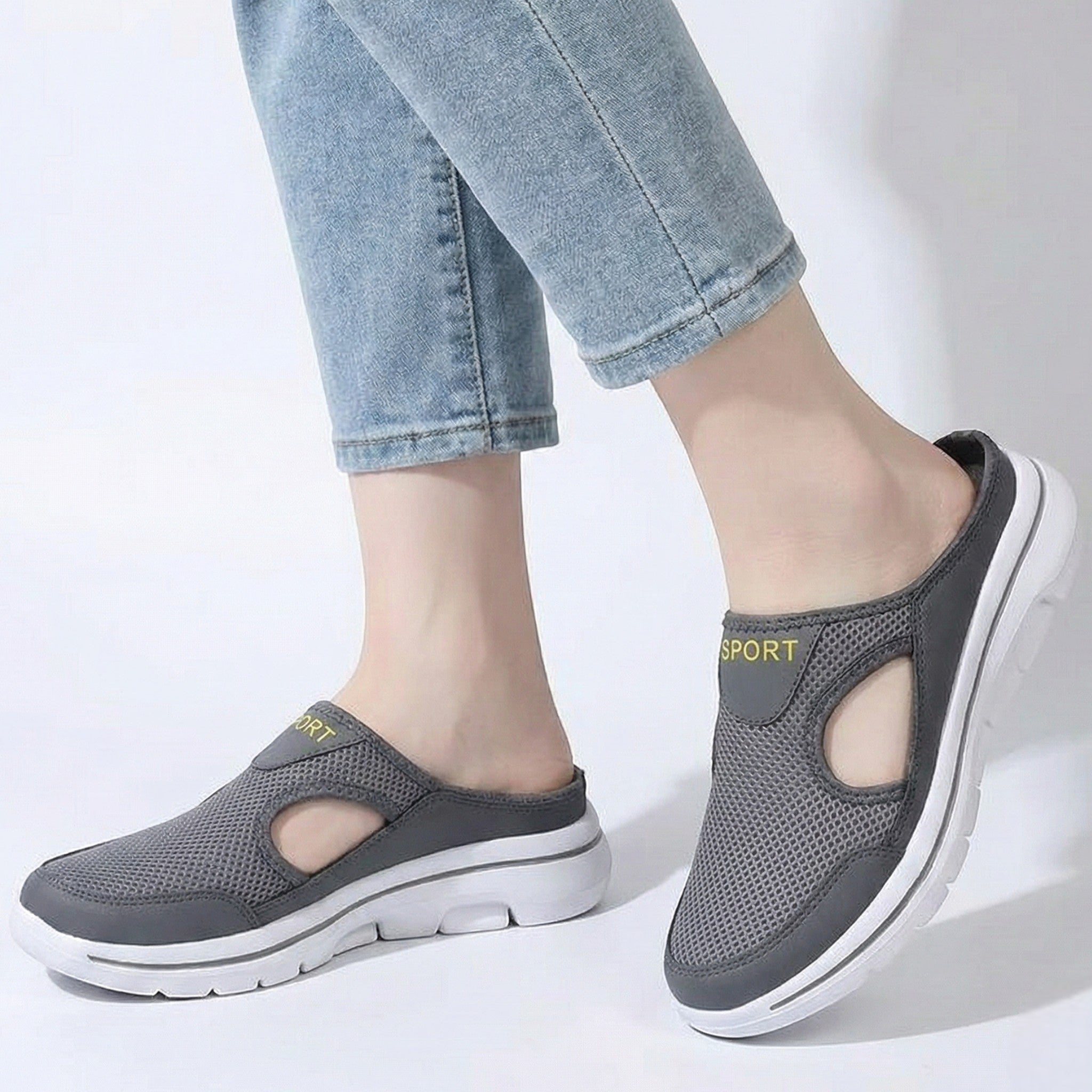 Eleanor - Women’s Breathable Slip - On Walking Shoes - Shoes - Grey - Jones & Smith