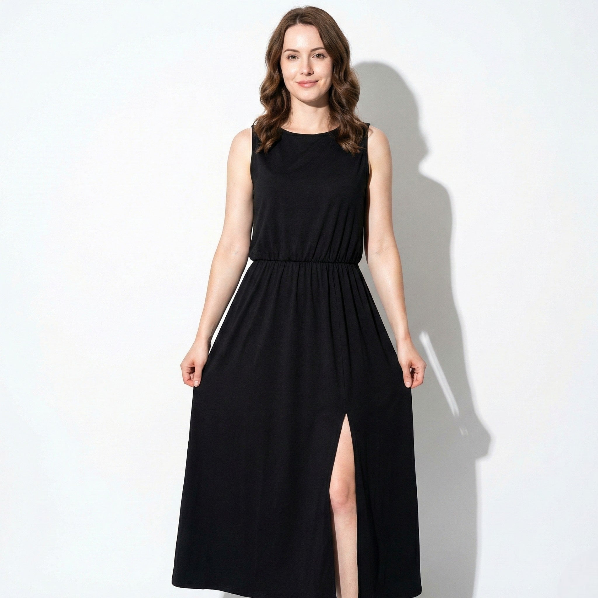 Eleanor - Women’s Sleeveless Maxi Dress with Flattered Waistline - Women Dress - Black - Jones & Smith