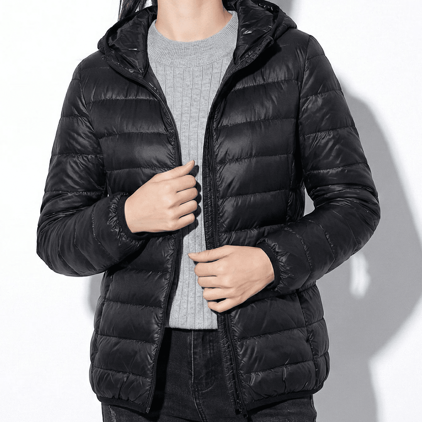 Eleanor - Women's Warm Hooded Puffer Jacket - Outerwear - Black - Jones & Smith