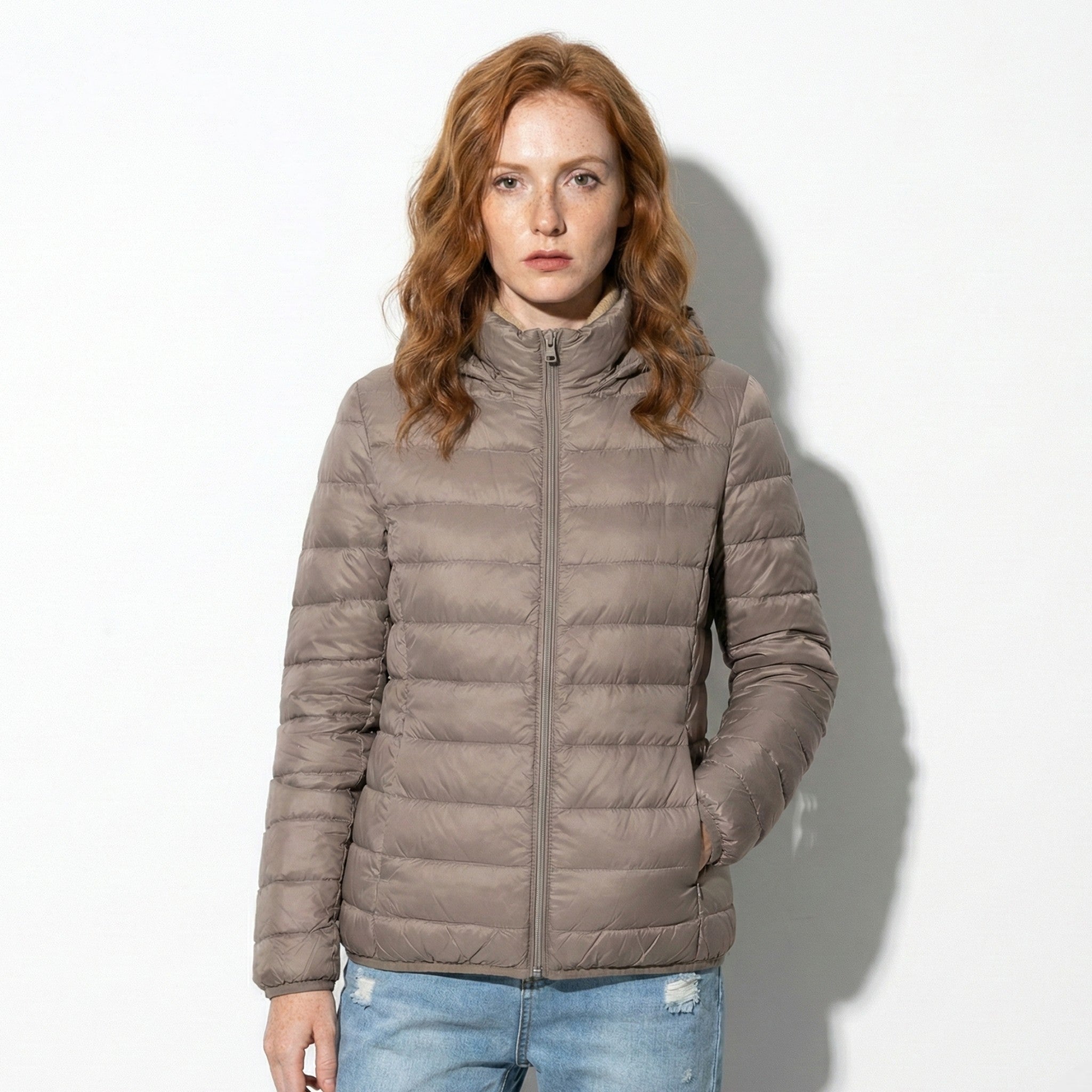 Eleanor - Women's Warm Hooded Puffer Jacket - Outerwear - Coffee - Jones & Smith