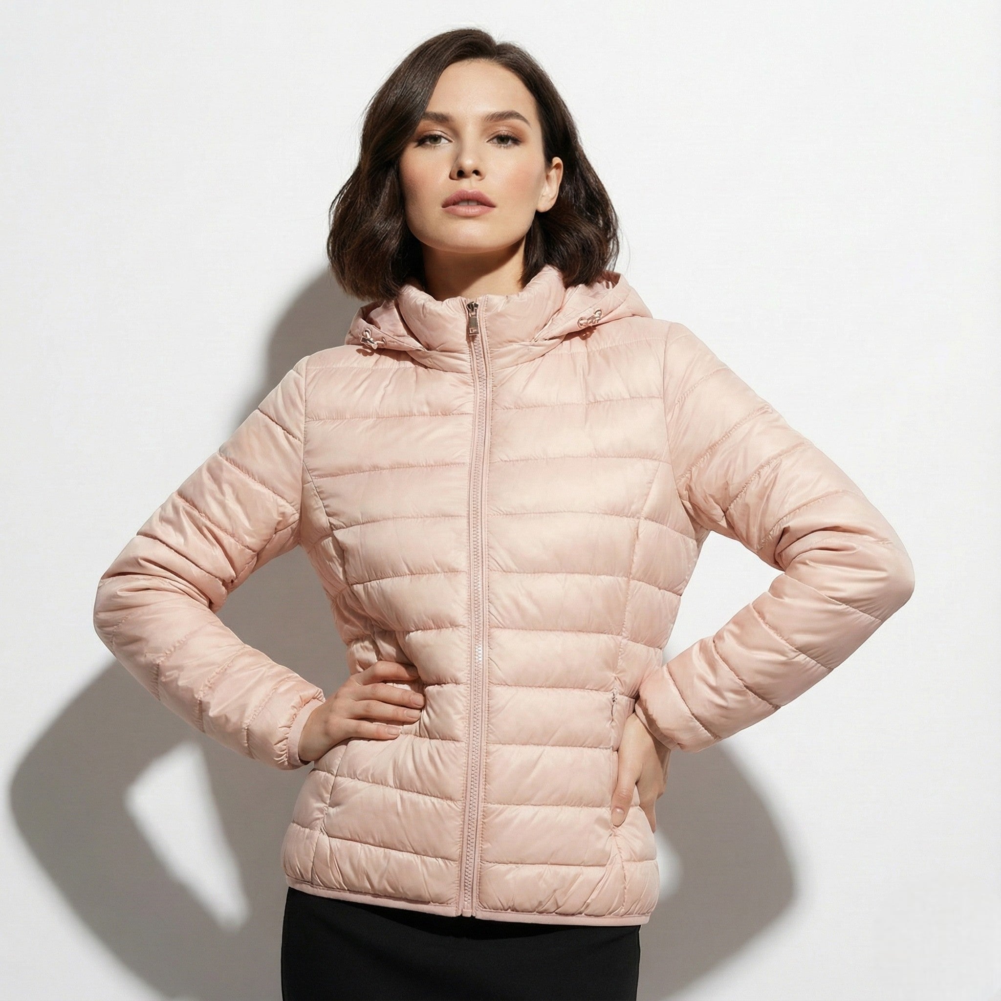 Eleanor - Women's Warm Hooded Puffer Jacket - Outerwear - Light Pink - Jones & Smith