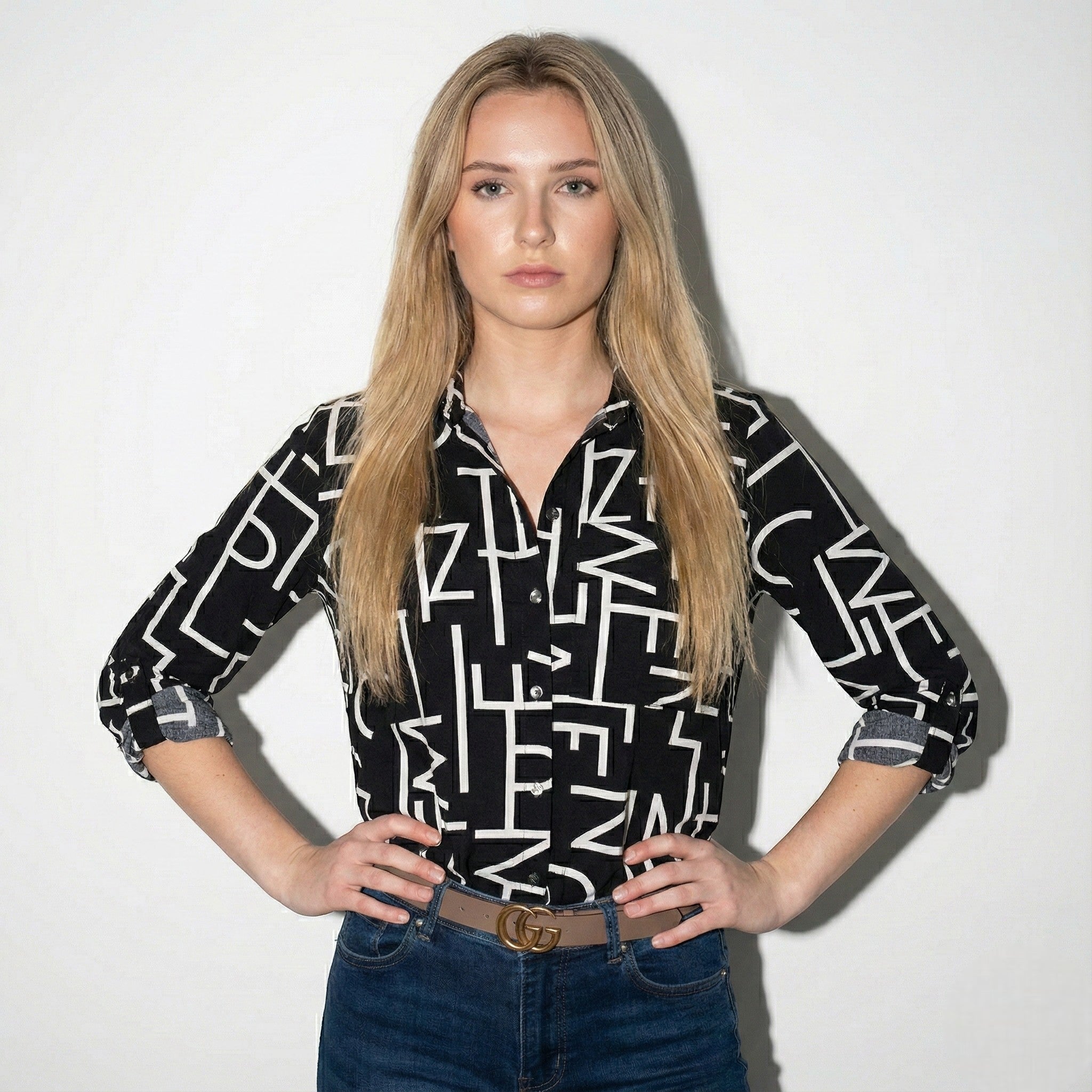 Elisa - Women's Classic Collared Blouse - Tops, T-shirts & Shirts - Black - Jones & Smith