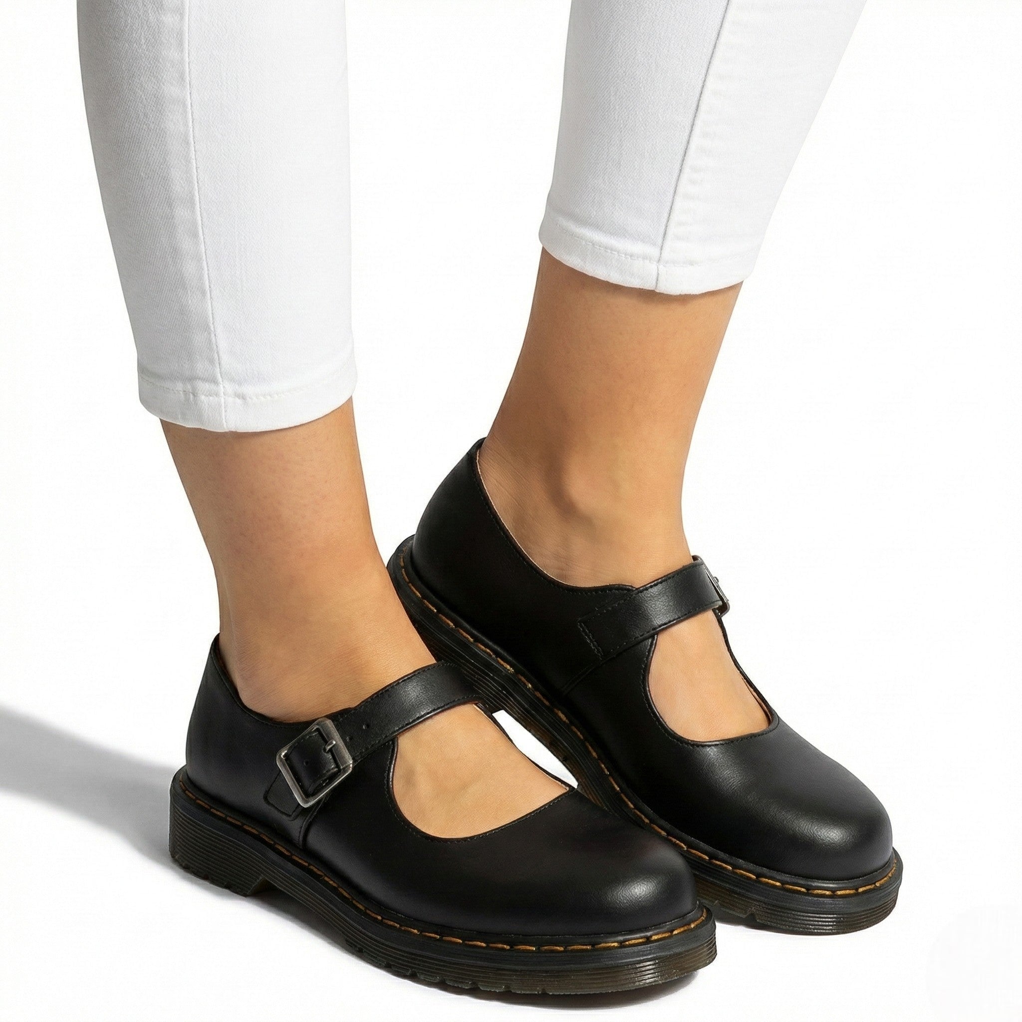 Emma - Women's Comfortable Mary Jane Shoes with Buckle Strap - Footwear - Black - Jones & Smith