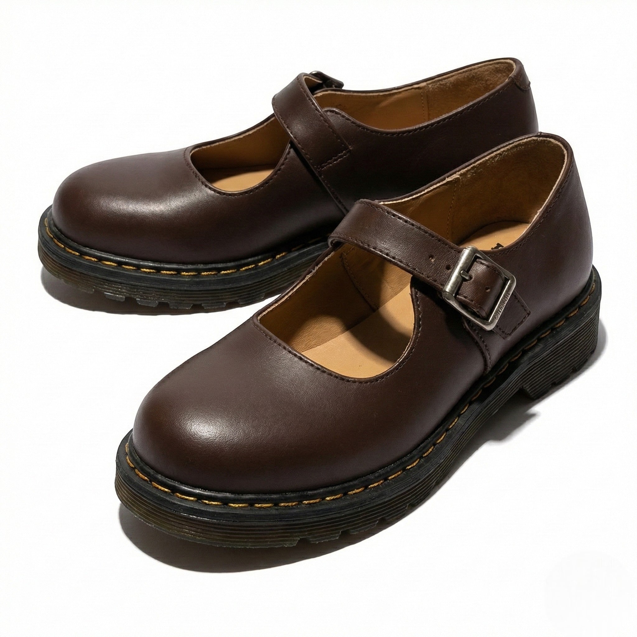 Emma - Women's Comfortable Mary Jane Shoes with Buckle Strap - Footwear - Brown - Jones & Smith