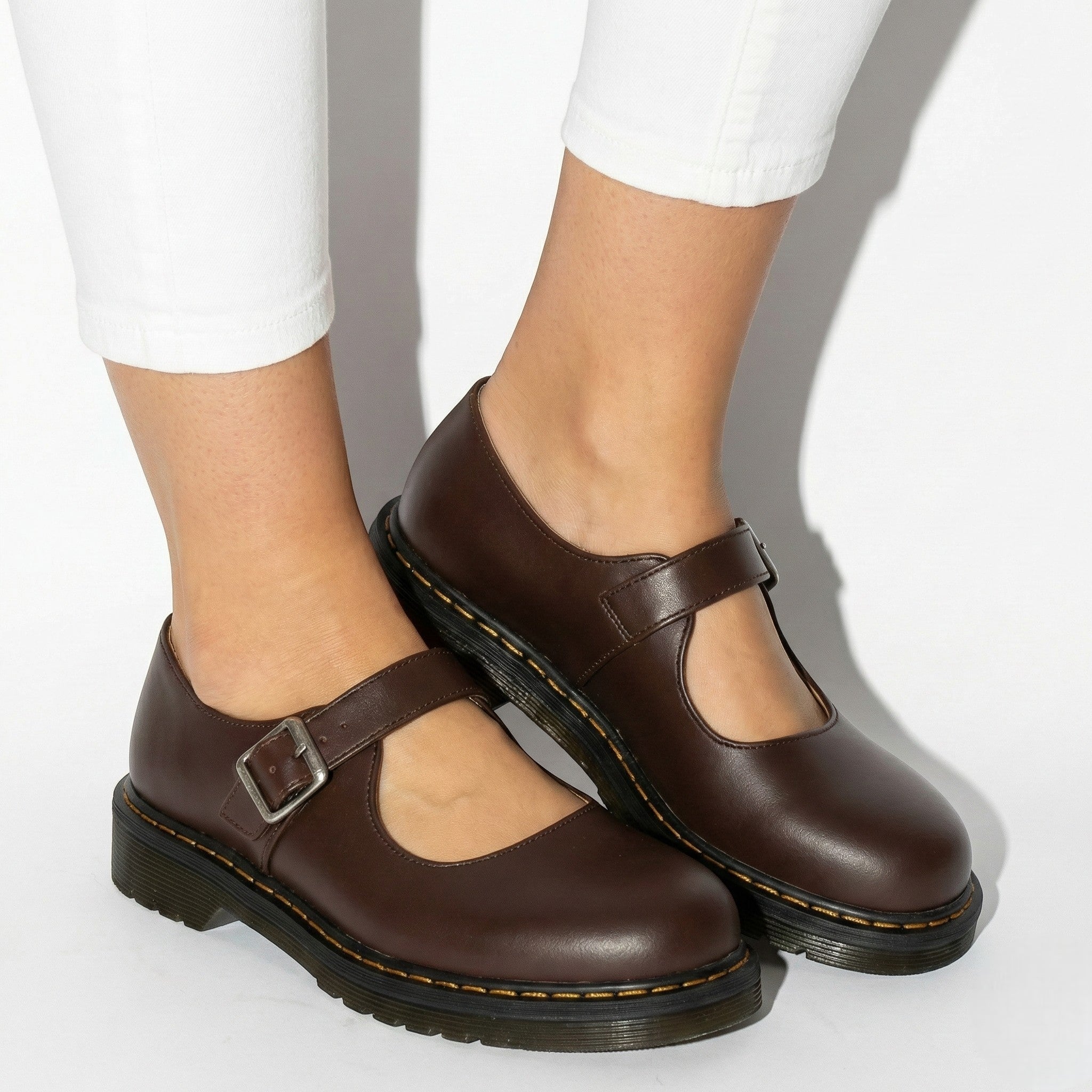 Emma - Women's Comfortable Mary Jane Shoes with Buckle Strap - Footwear - Brown - Jones & Smith