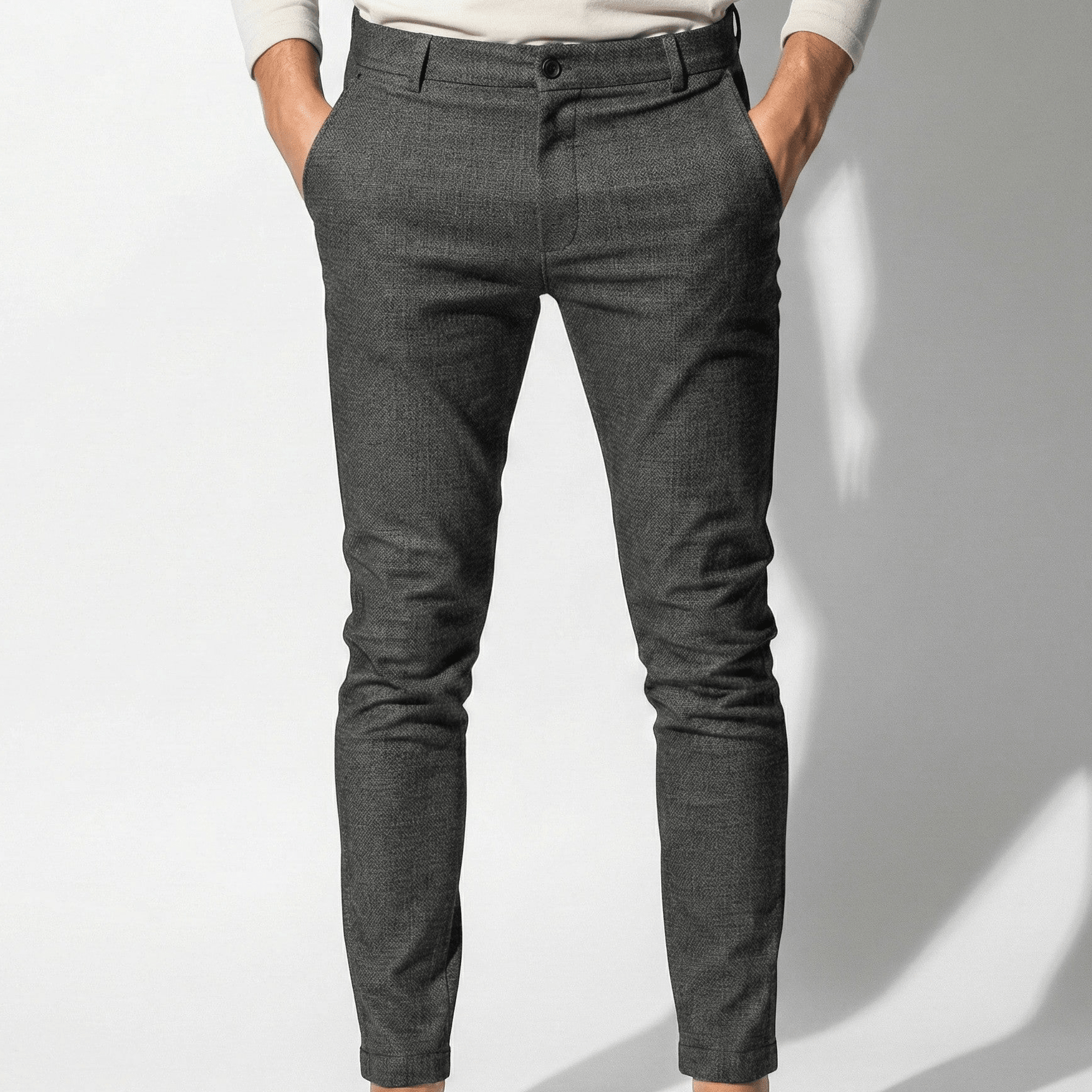 Ethan - Men's Comfortable Tailored Fit Trousers - Trouser - Dark Grey - Jones & Smith