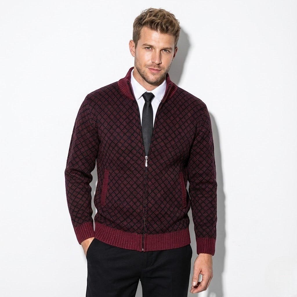 Étienne – Men’s Wool Cardigan - Cardigans - Red - Jones & Smith