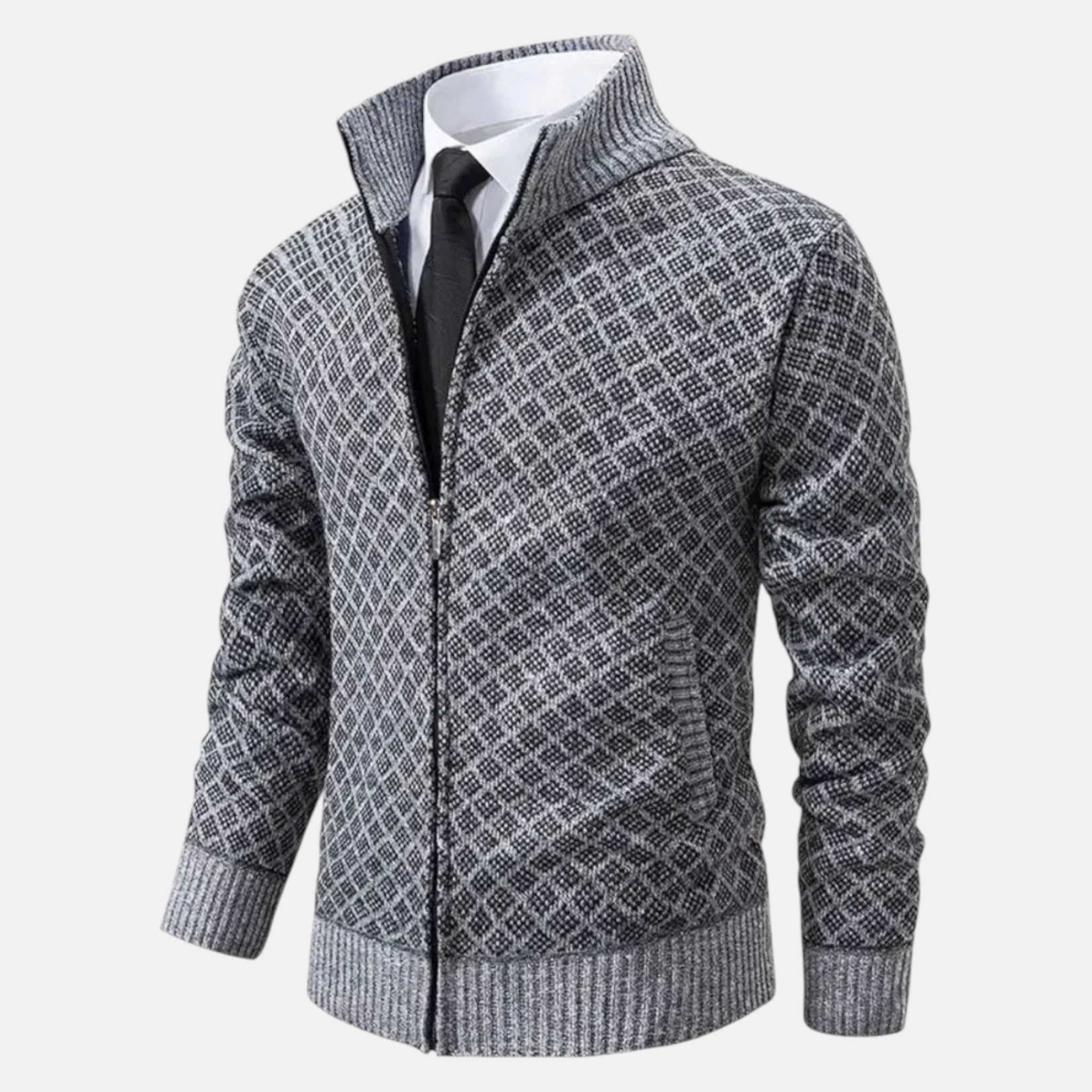 Étienne – Men’s Wool Cardigan - Cardigans - Grey - Jones & Smith