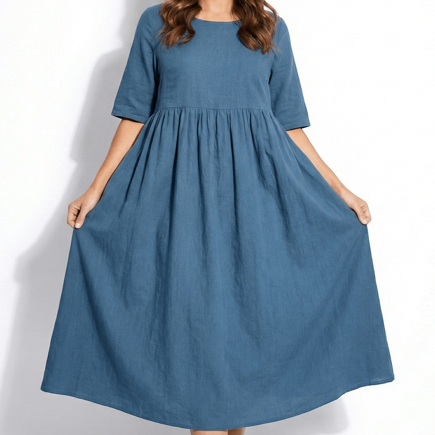 Florence - Women's Breathable Midi Dress with Functional Pockets - Dress - Blue - Jones & Smith