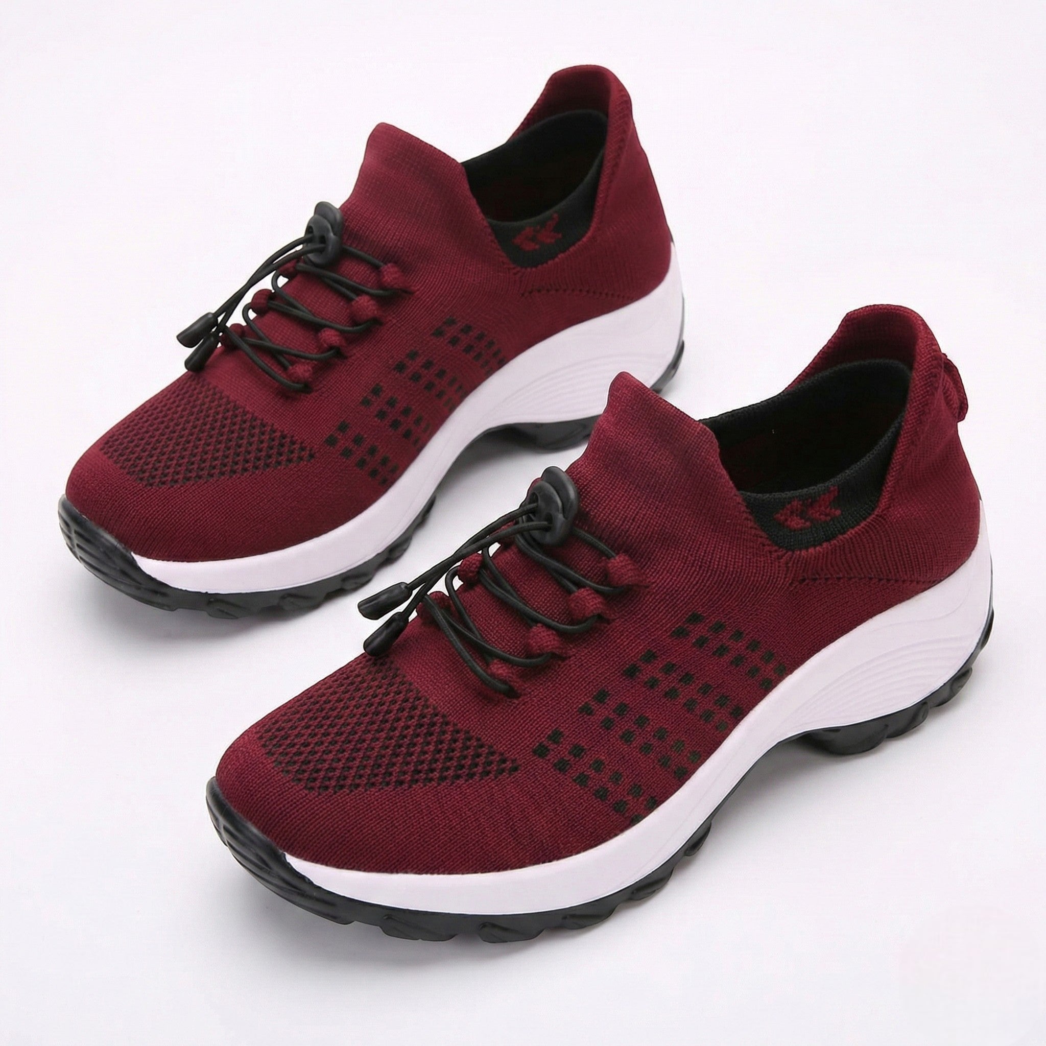 Freya - Women’s Lightweight Breathable Trainers with Toggle Laces - Trainers - Red - Jones & Smith