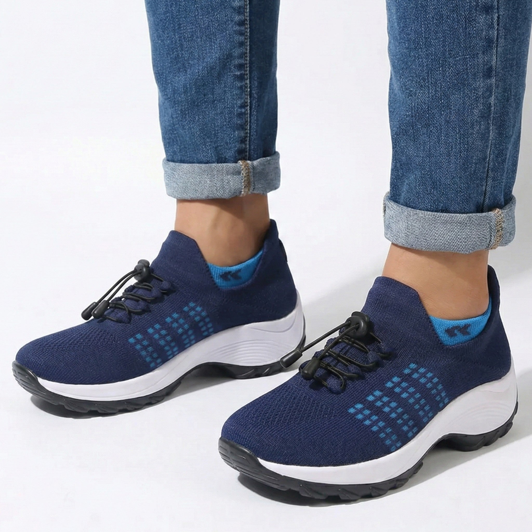 Freya - Women’s Lightweight Breathable Trainers with Toggle Laces - Trainers - Blue - Jones & Smith