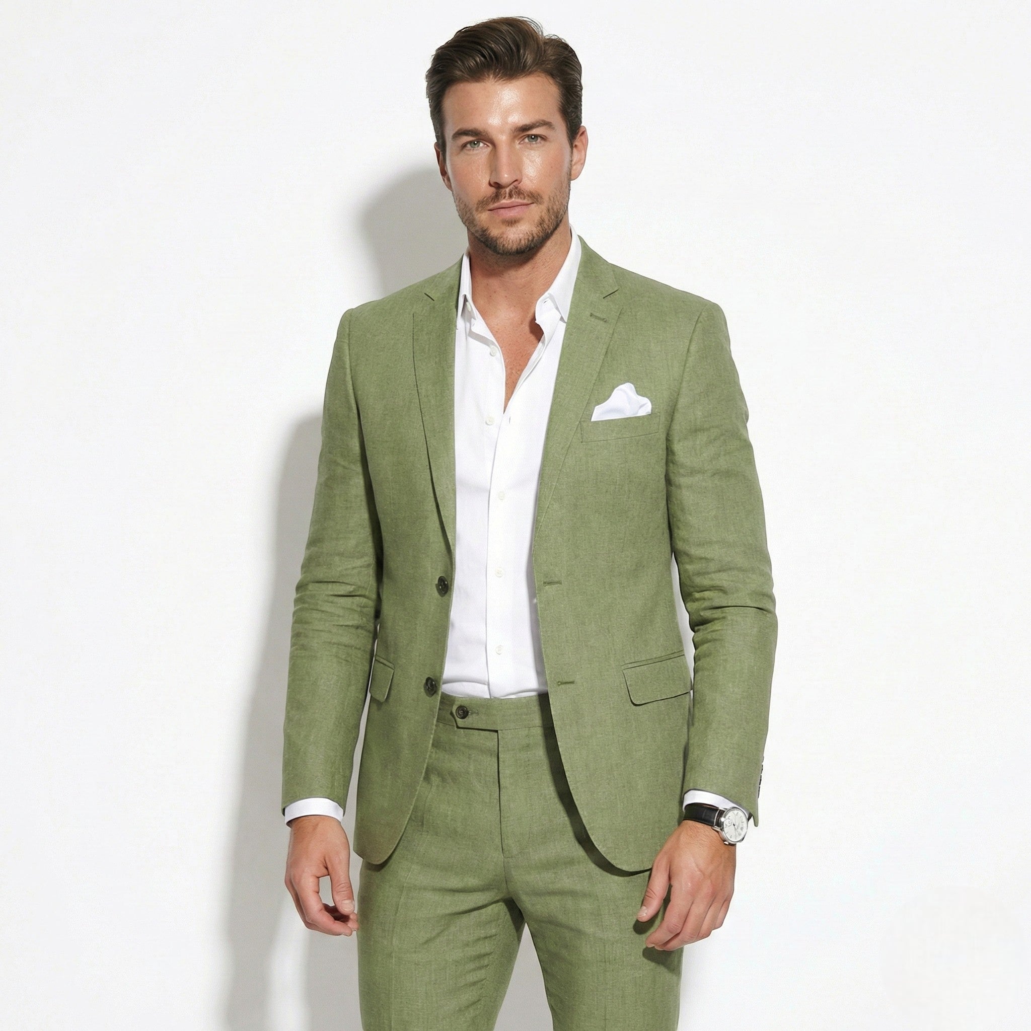 George - Men's Slim Fit Two - Piece Formal Suit - Men's Suite - Light Green - Jones & Smith
