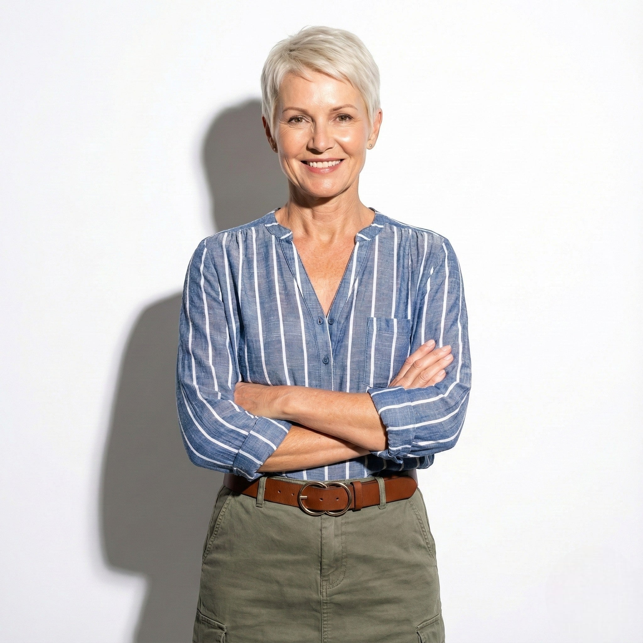 Georgia - Women's Lightweight Striped Blouse - Tops, T-shirts & Shirts - Navy - Jones & Smith