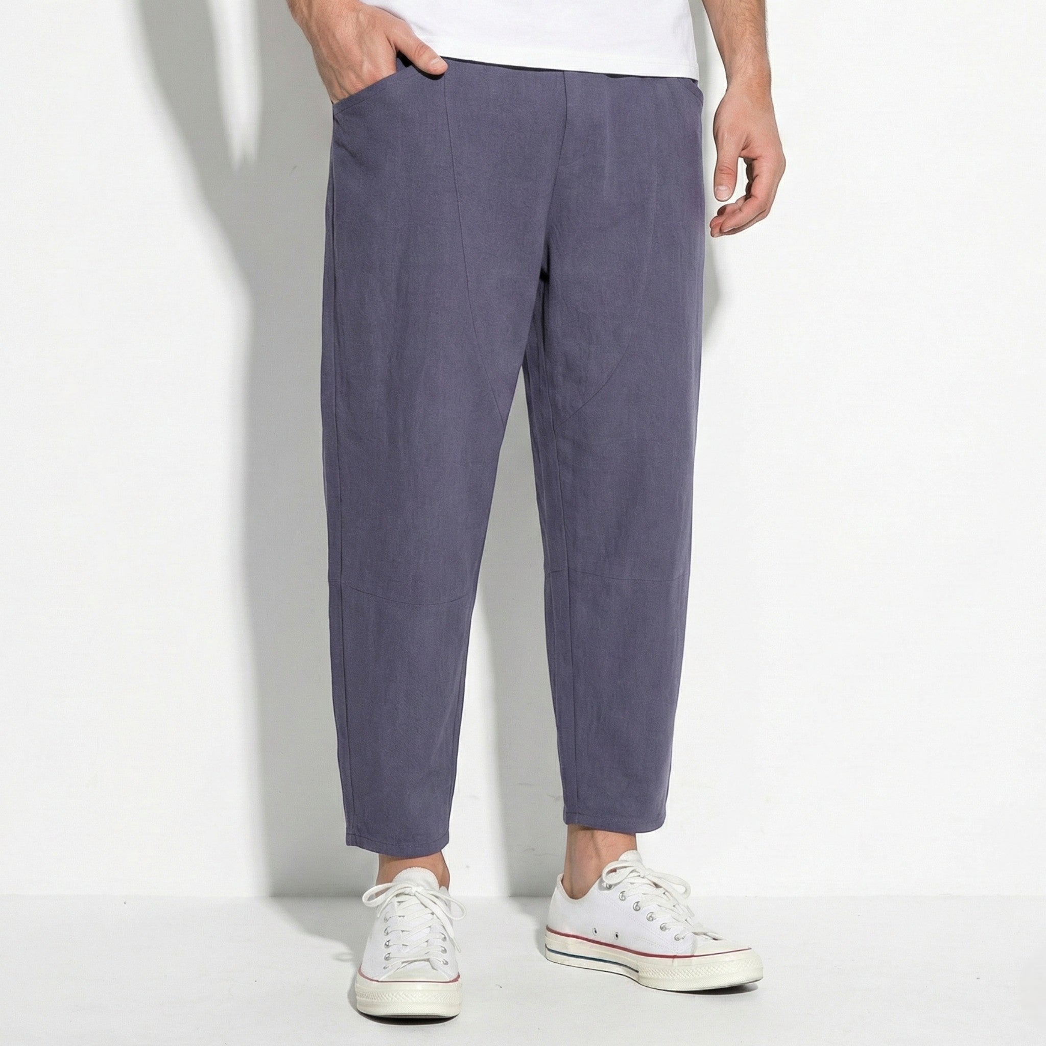 Gerald - Men's Cropped Relaxed Loose Trousers - Pants - Light Purple - Jones & Smith