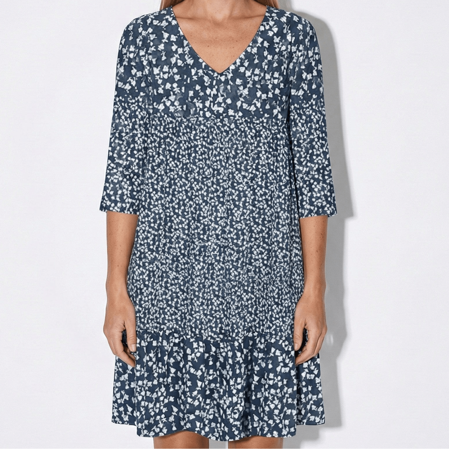 Grace - Women's Floral Print V - Neck Midi Dress - Dress - Blue - Jones & Smith