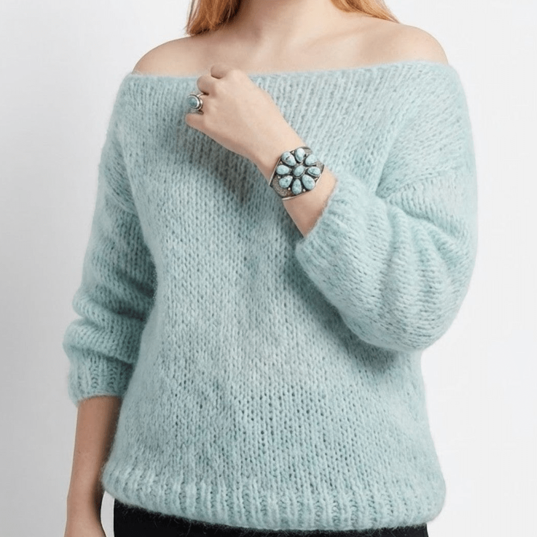 Inès – Women's Chunky Knit Jumper - Sweater - Blue - Jones & Smith