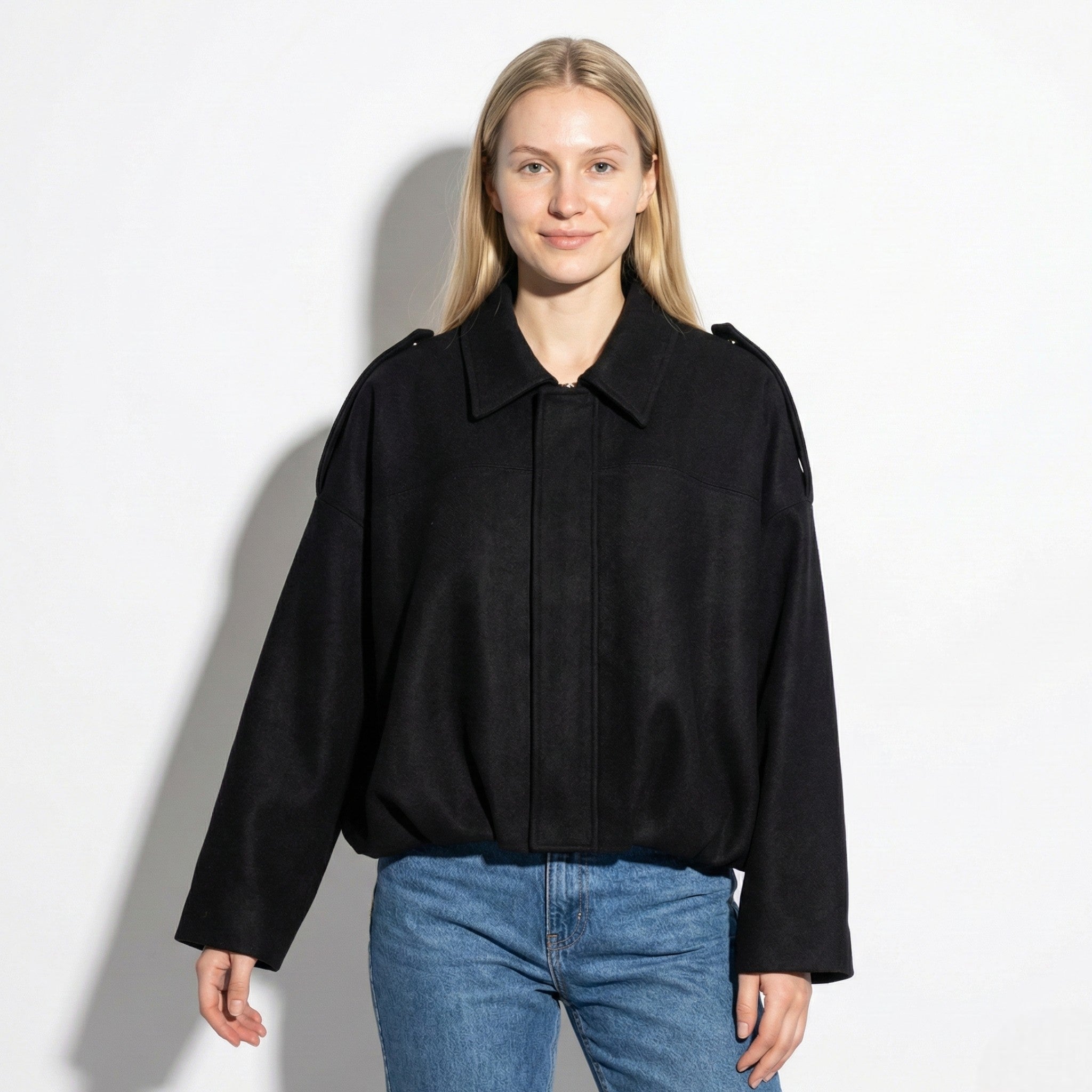 Isabelle - Women's Loose Fit Suede Jacket - Jackets, Coats, & Blazer - Black - Jones & Smith