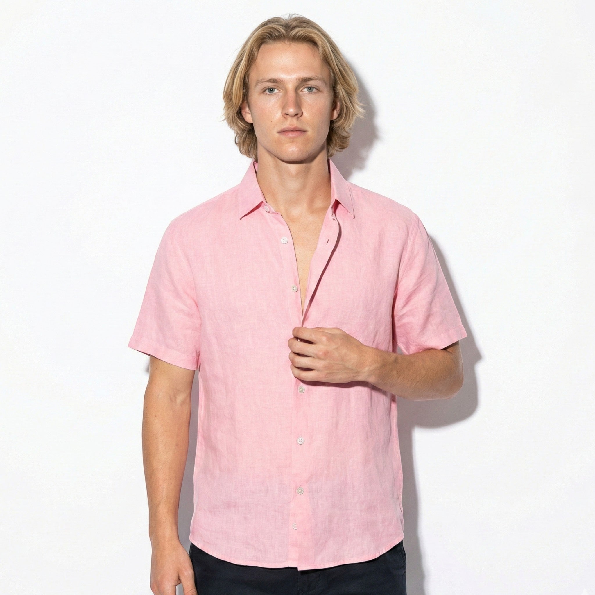 Jack - Men's Short Sleeve Casual Shirt - Shirt - Pink - Jones & Smith