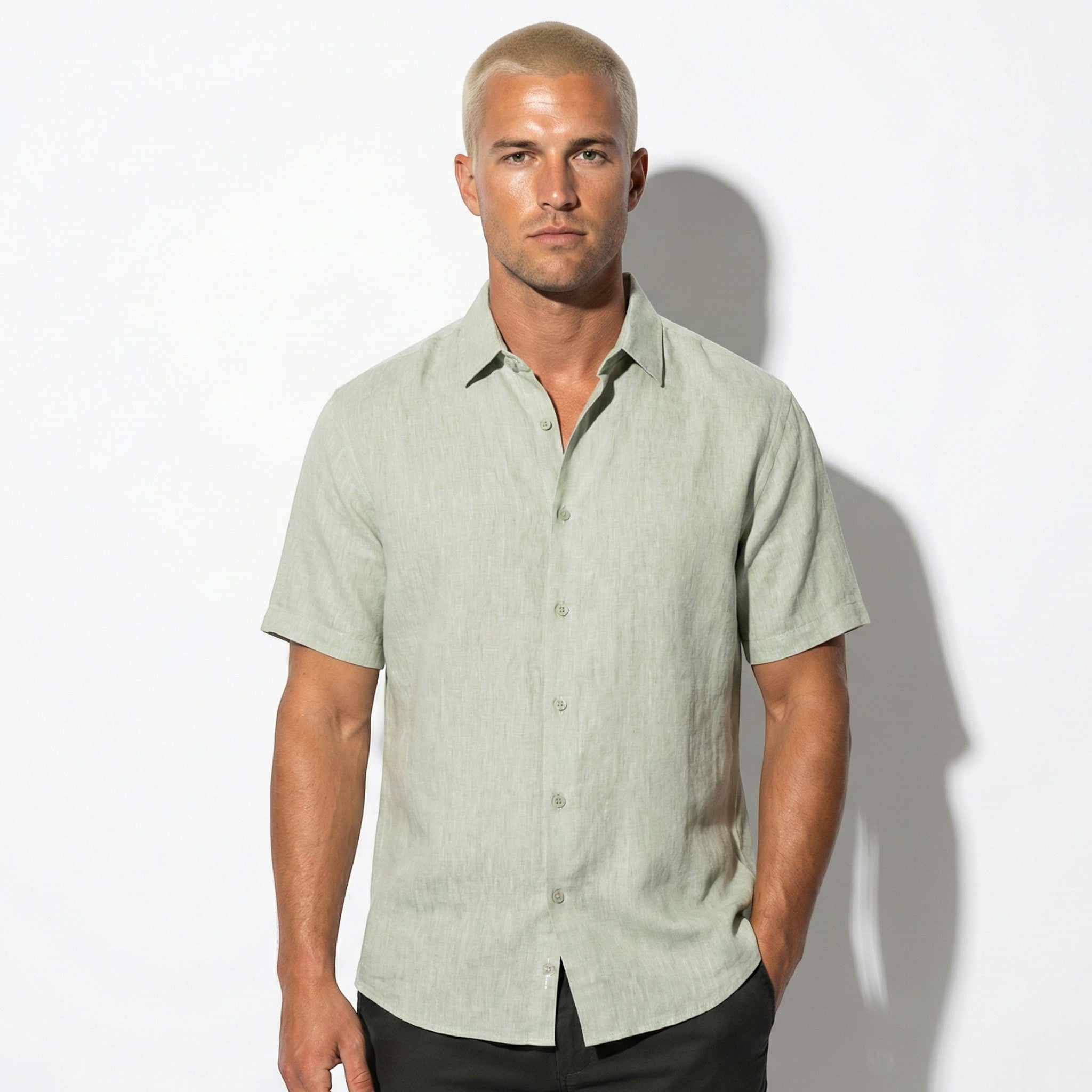 Jack - Men's Short Sleeve Casual Shirt - Shirt - Light Green - Jones & Smith