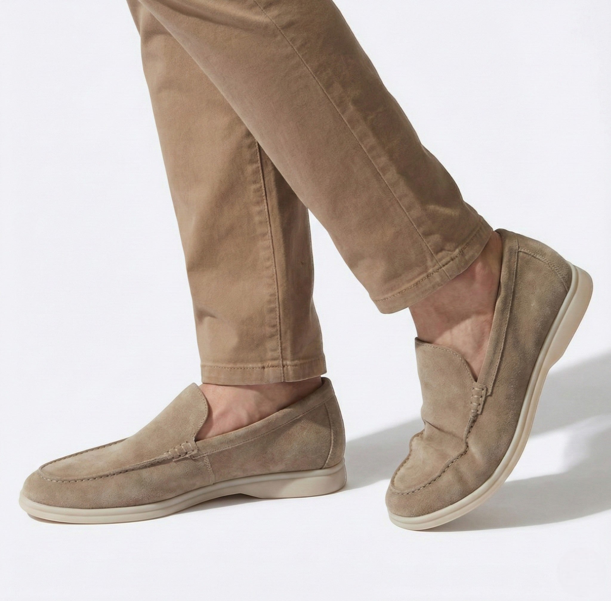 Jacob - Men's Classic Slip - On Loafers with Rubber Sole - Loafers - Beige - Jones & Smith