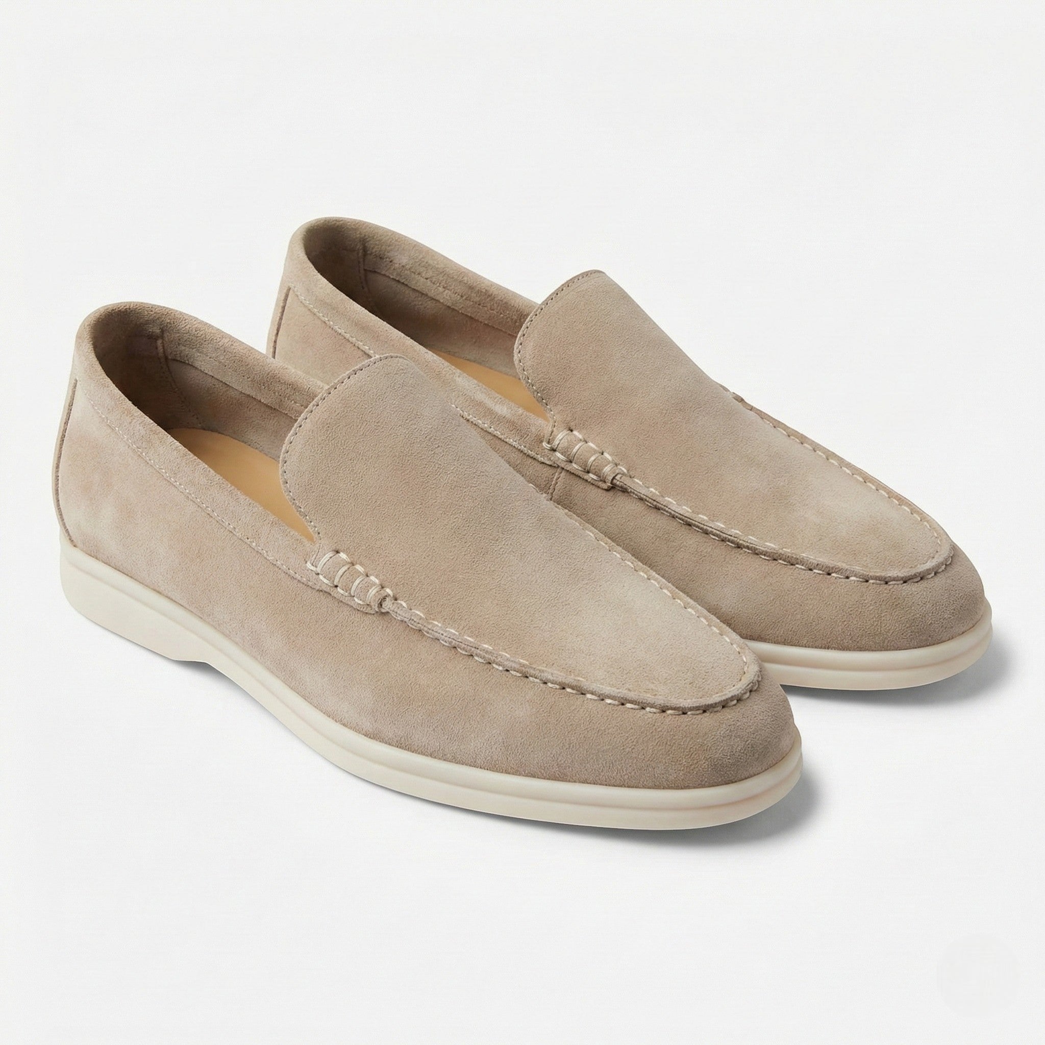 Jacob - Men's Classic Slip - On Loafers with Rubber Sole - Loafers - Beige - Jones & Smith